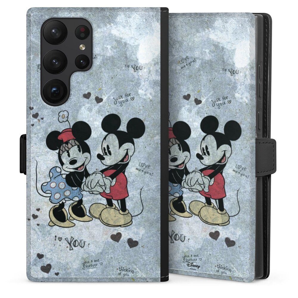 DeinDesign Handyhülle Disney Mickey & Minnie Mouse Vintage Mickey&Minnie In Love, Samsung Galaxy S23 Ultra Hülle Handy Flip Case Wallet Cover