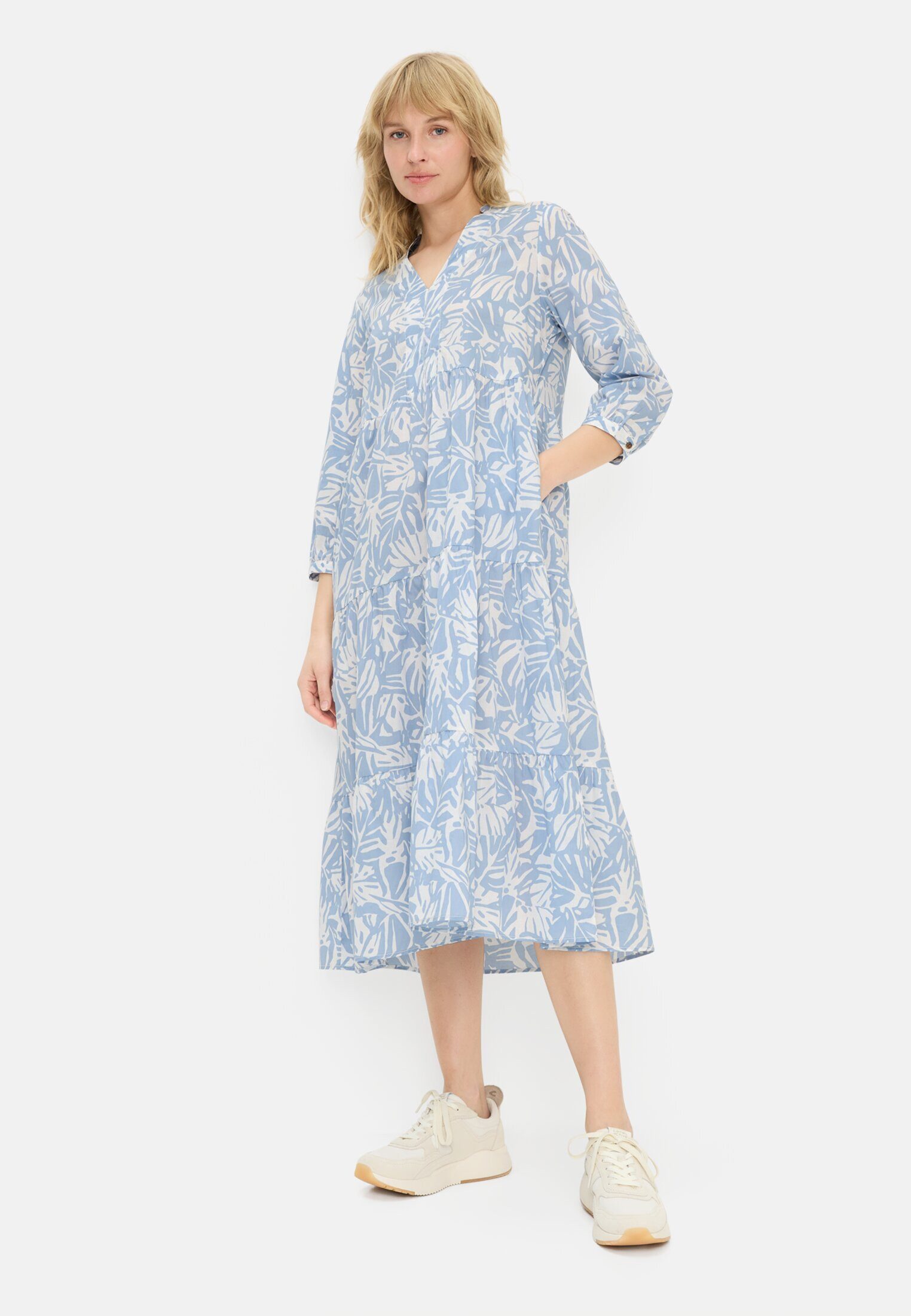 camel active Sommerkleid mit Allover-Print Dreiviertelarm