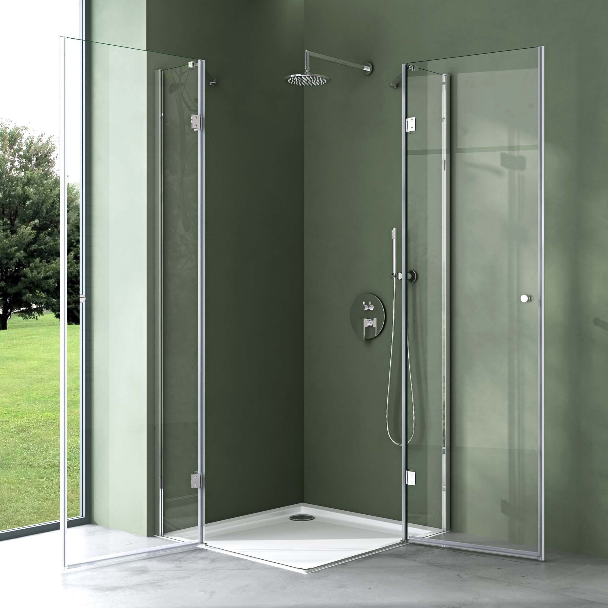 Mai & Mai Eckdusche Duschkabine Dusche Eckeinstieg Duschabtrennung ESG Glas mit NANO R01, BxT: 80x80 cm