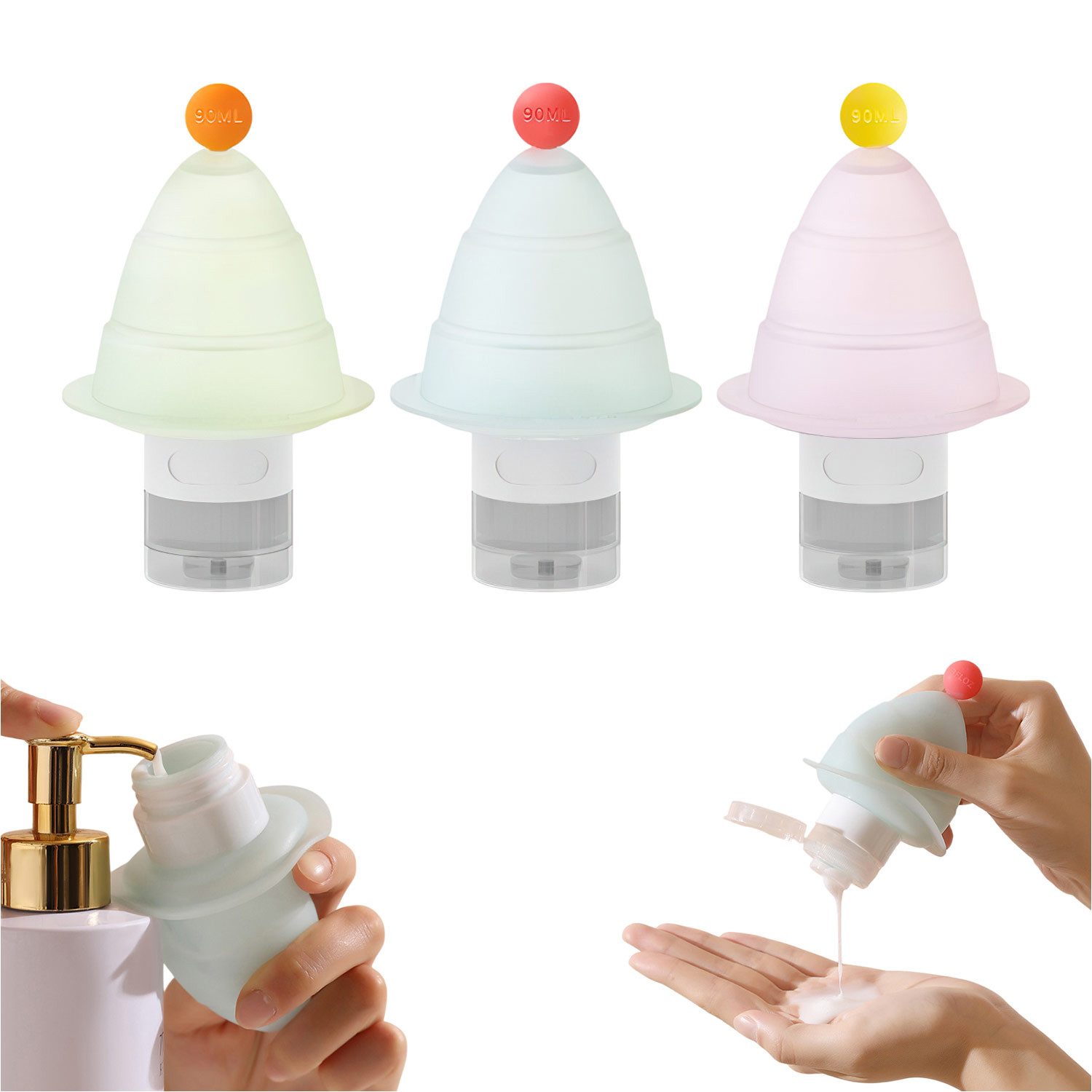 Refttenw Reisebehälter Reiseflaschen zum befüllen,squeeze flasche,3 Stück,60/90ml