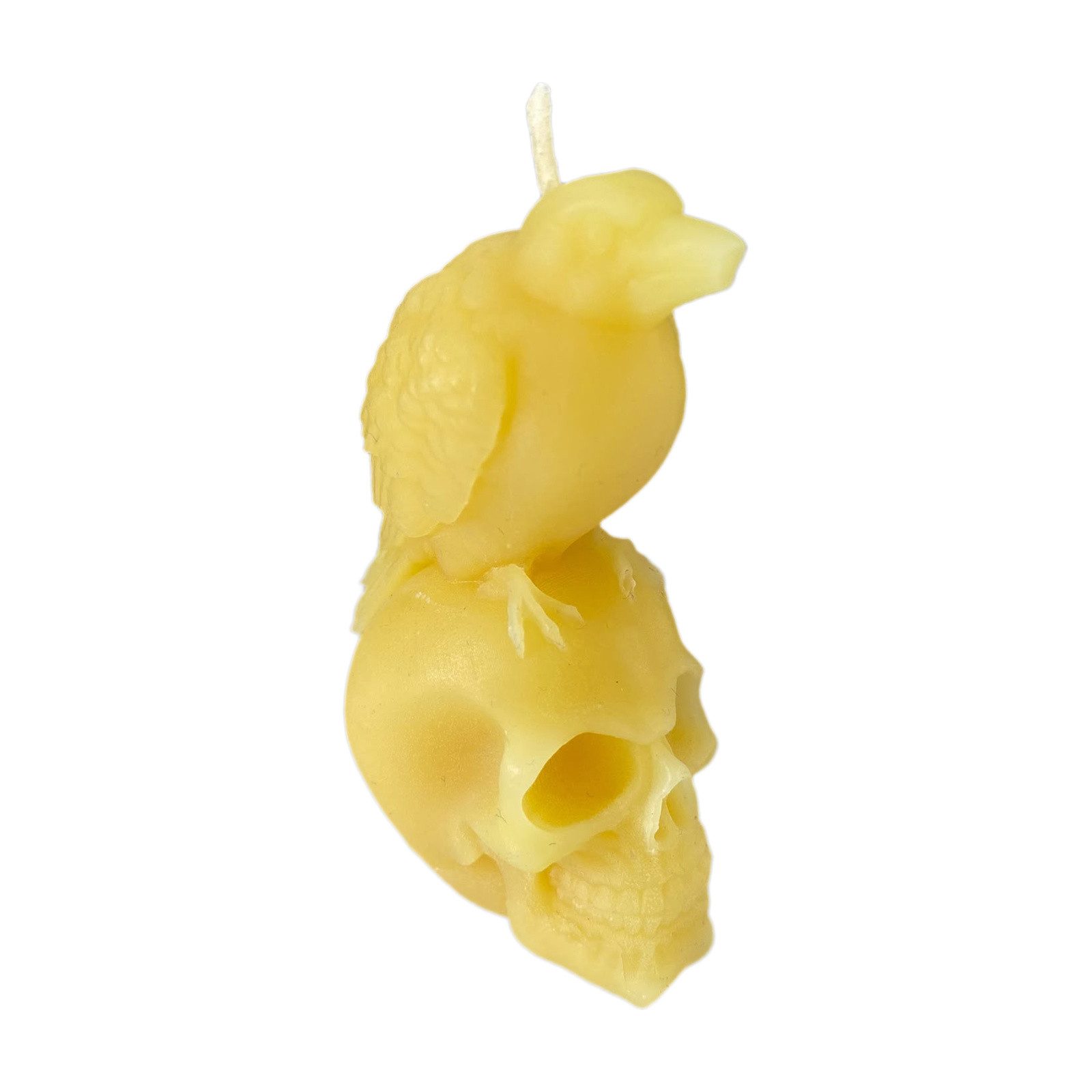 Aspinaworld Bienenwachskerze Totenkopf Kerze mit Rabe 8 cm – Gothic Kerze aus Bienenwachs (1-tlg)