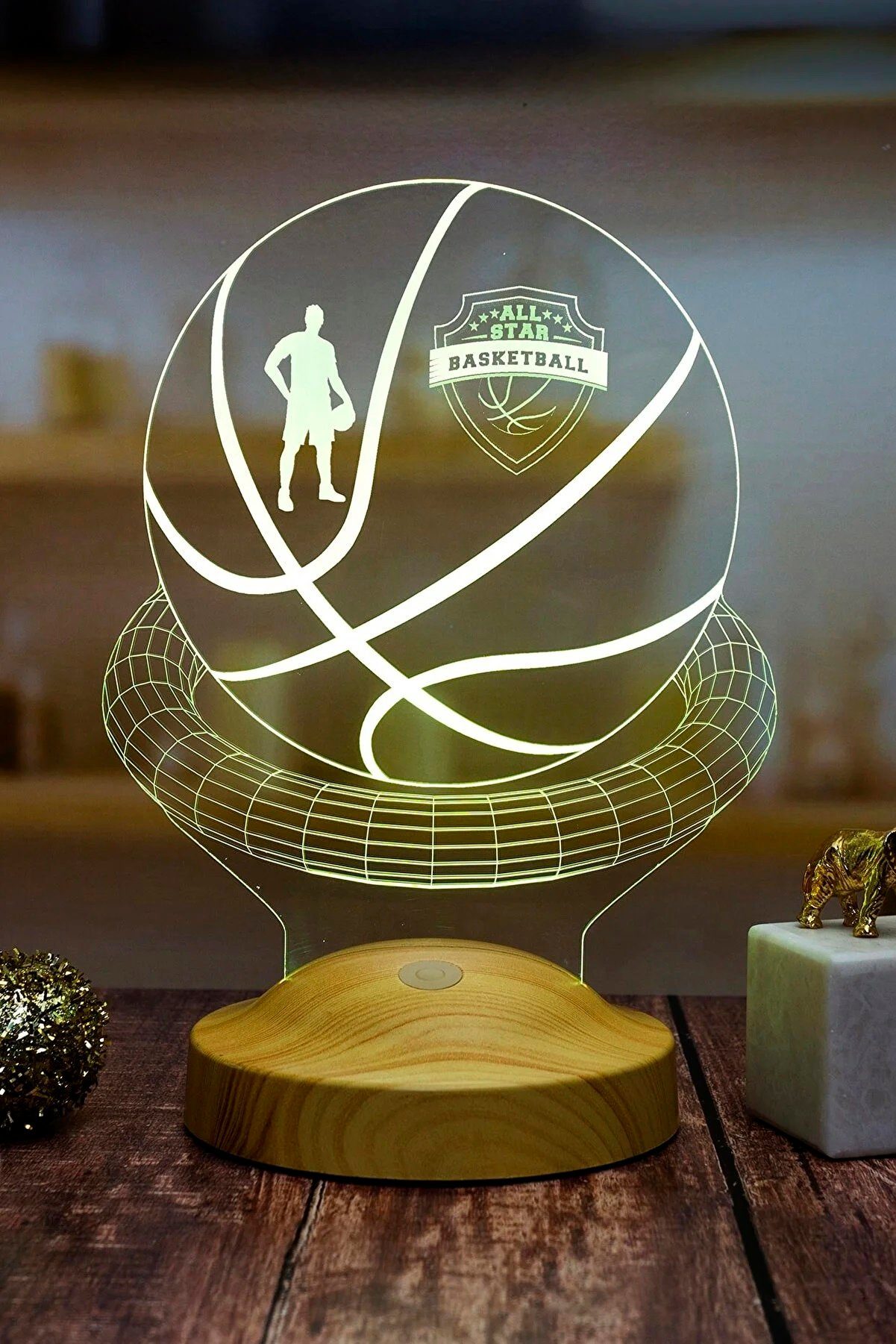 Geschenkelampe LED Nachttischlampe Basketball 3D Gravur Geschenk für Basketball Liebhaber NBA, Leuchte 7 Farben fest integriert, Geschenk für Basketball Spieler, Männer