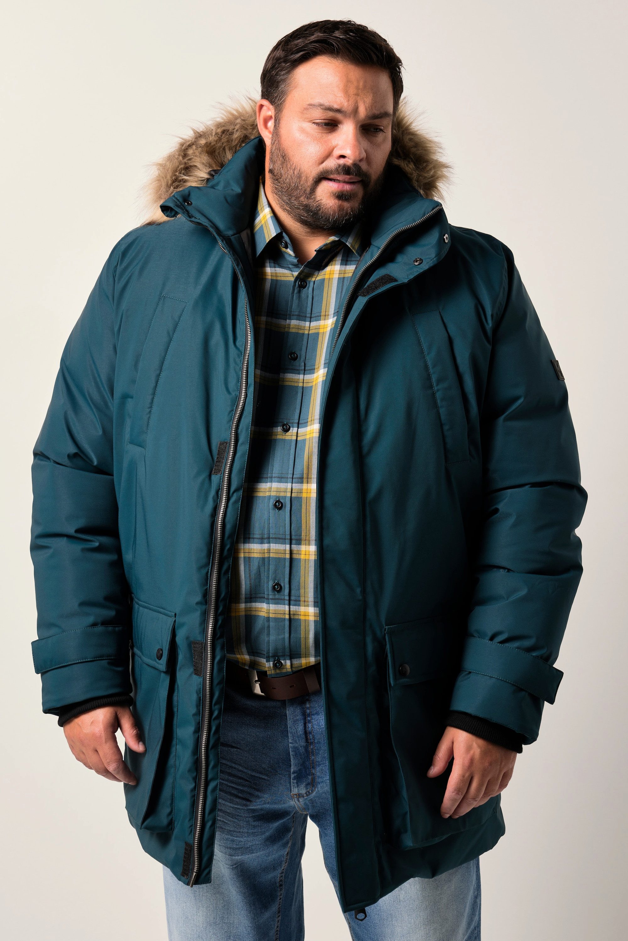 Men Plus Parka Men+ Funktions-Parka Kapuze mit Kunstfellbesatz bis 8 XL günstig online kaufen