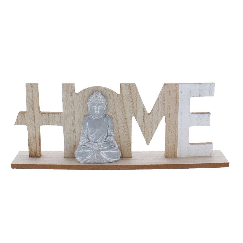 Dekofigur Schriftzug Home -Buddha - Holz - ca. 32 x 5 x 13 cm