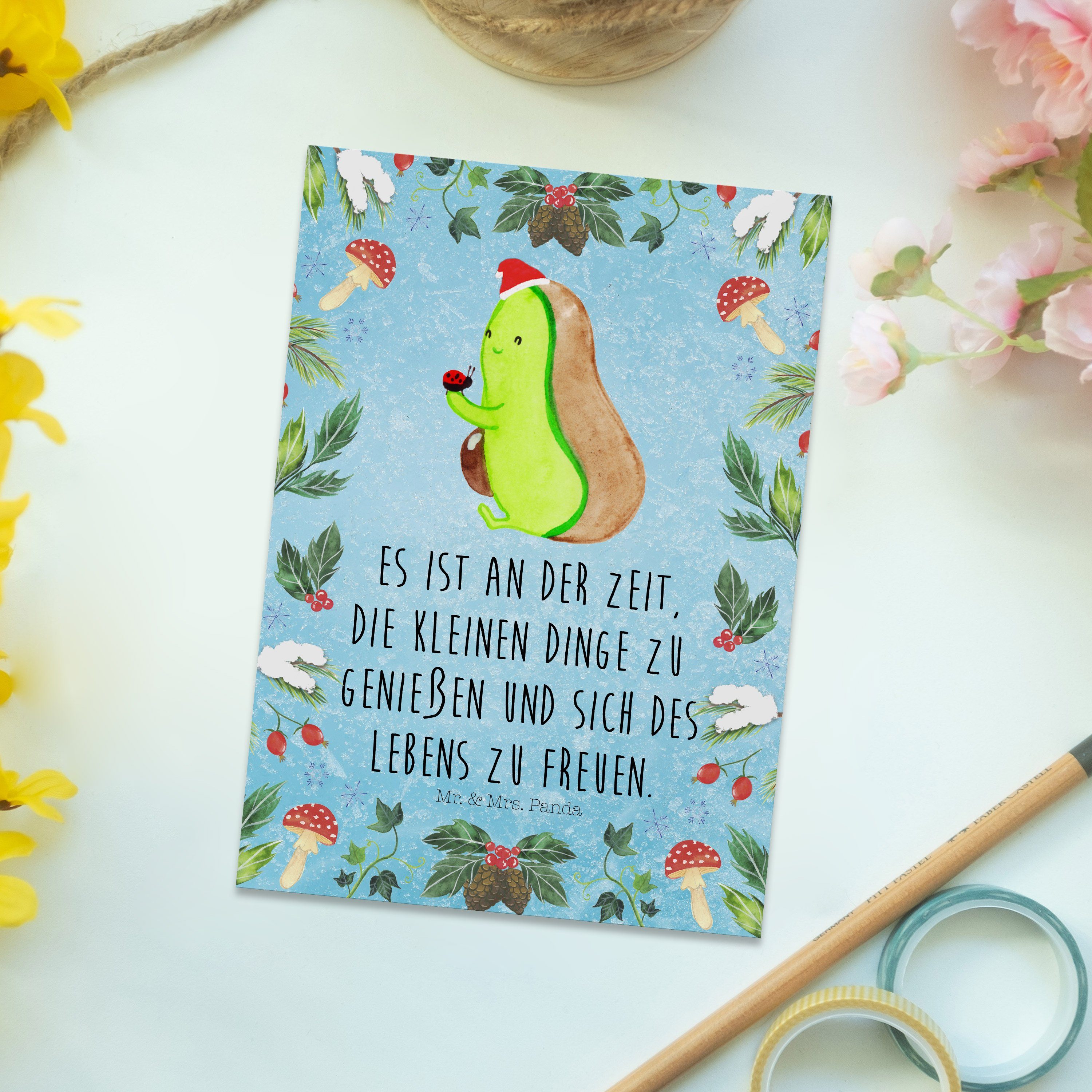 Mr. & Mrs. Panda Postkarte Geschenk, Avocado Eisblau - Einladungskarte, Nikolaus kleine - Dinge