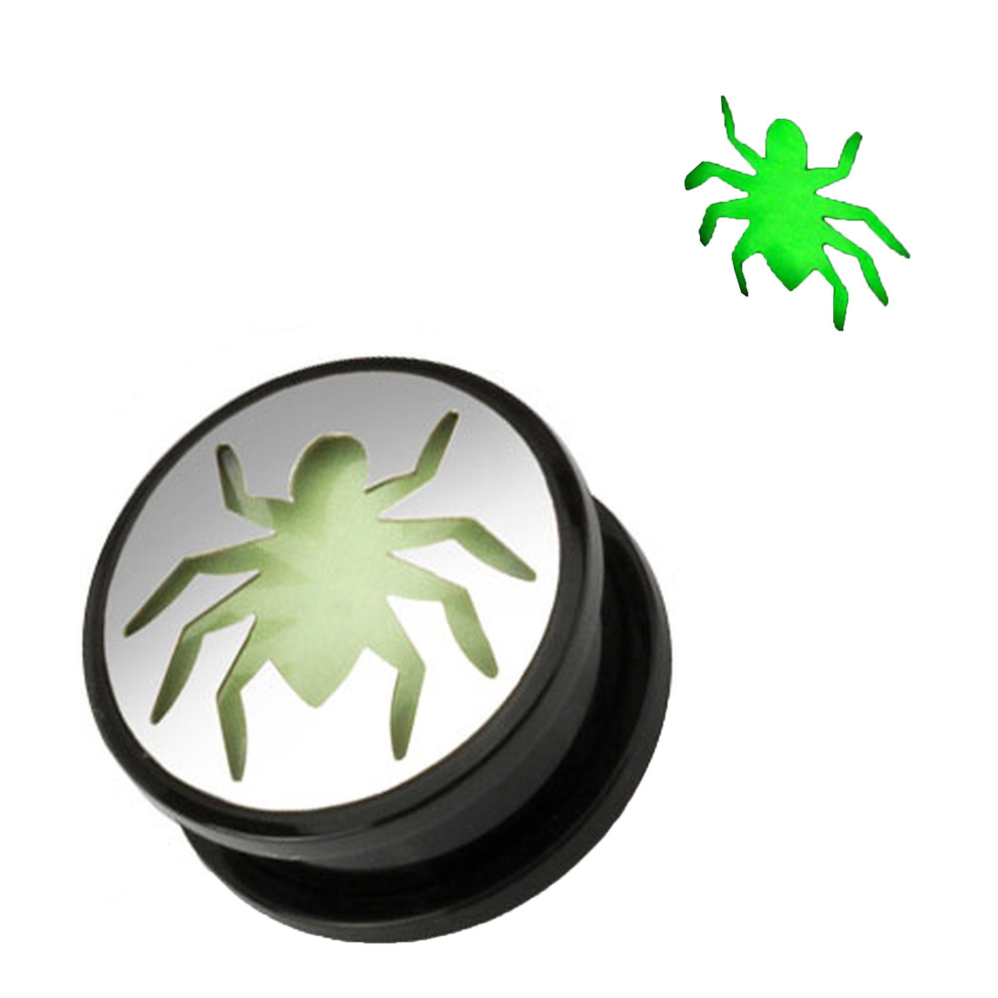 Kunststoff Taffstyle Plug Ohr Dark Spinne Spider Glow Schraubverschluß Ohrpiercing Piercing Schraub Tunnel Dark, Plug Glow Motiv Flesh