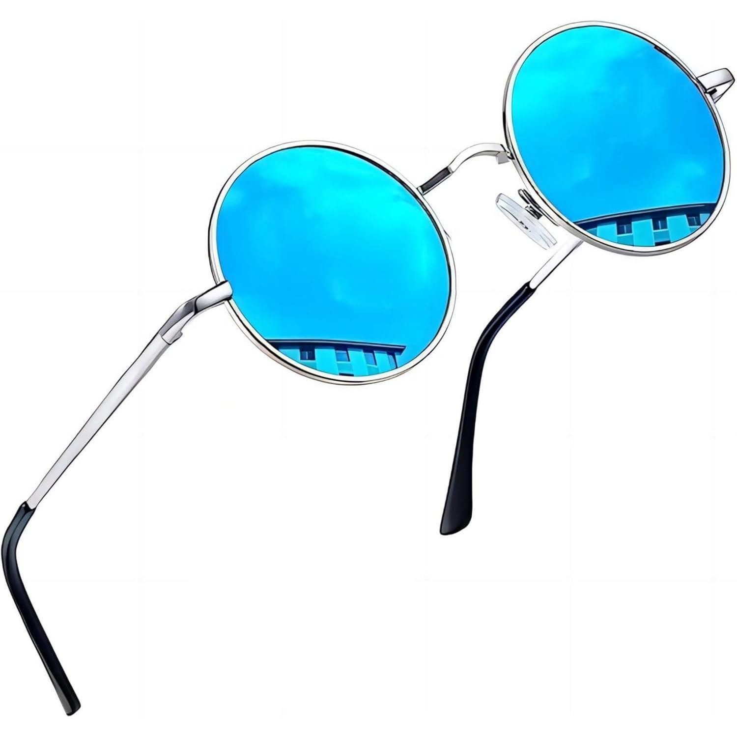 LuxusKollektion Retrosonnenbrille Sonnenbrille Rund Retro A03-silber Blau Verspiegelt Wie die Bilder (1-St)