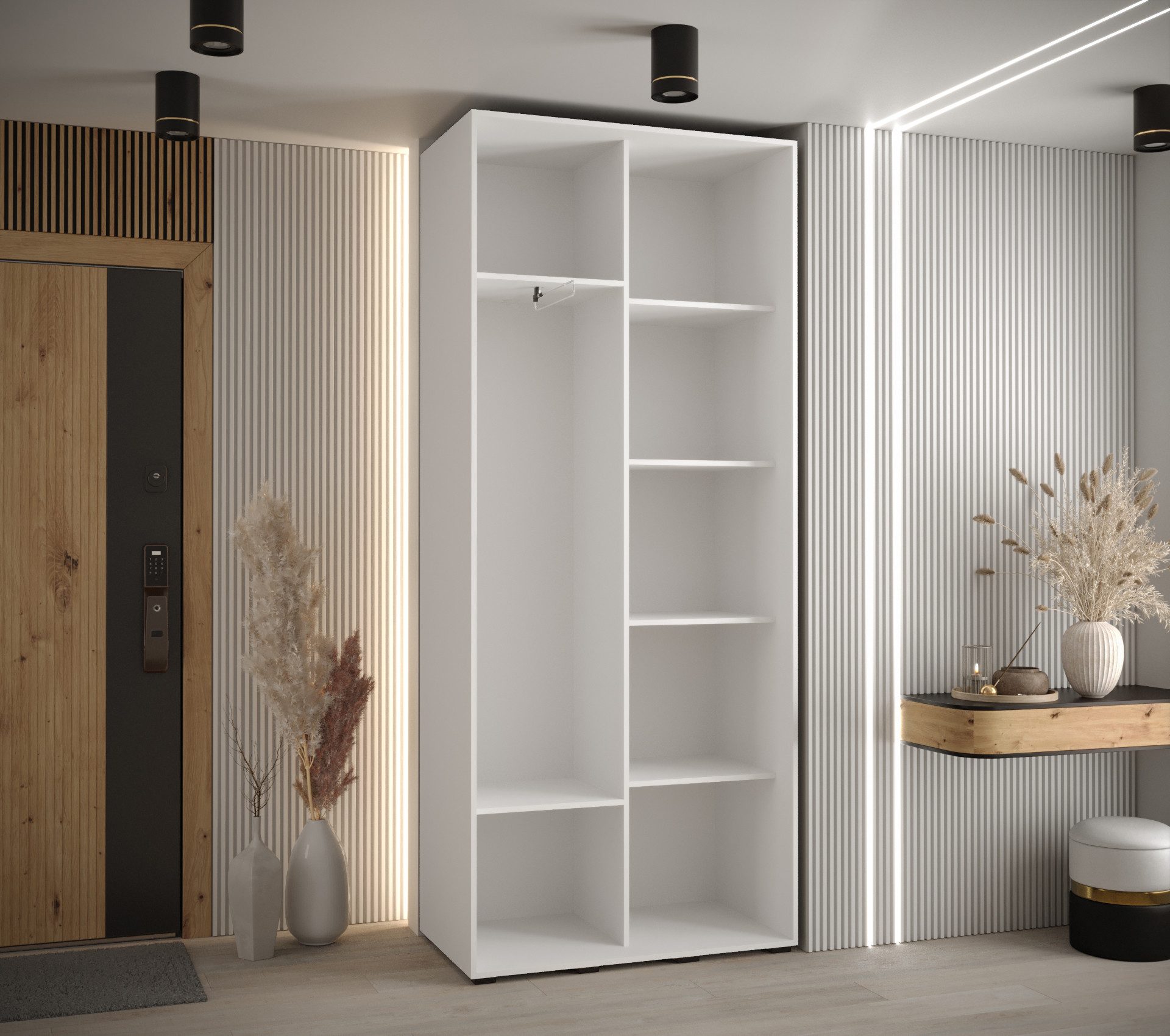 ABIKS MÖBEL Schwebetürenschrank Davos 2 Schlafzimmerschrank mit Spiegel, Kleiderstange und Regalen – Bild 3 von 5
