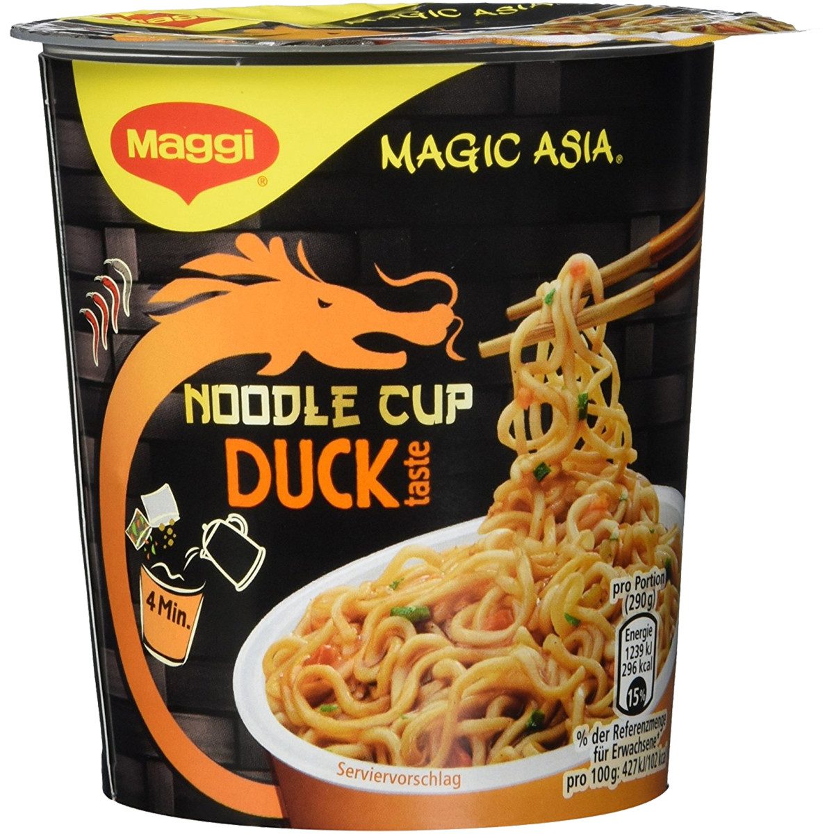MAGGI Fertiggericht, Maggi Magic Asia Noodle Cup Duck Snack mit Entengeschmack 65g