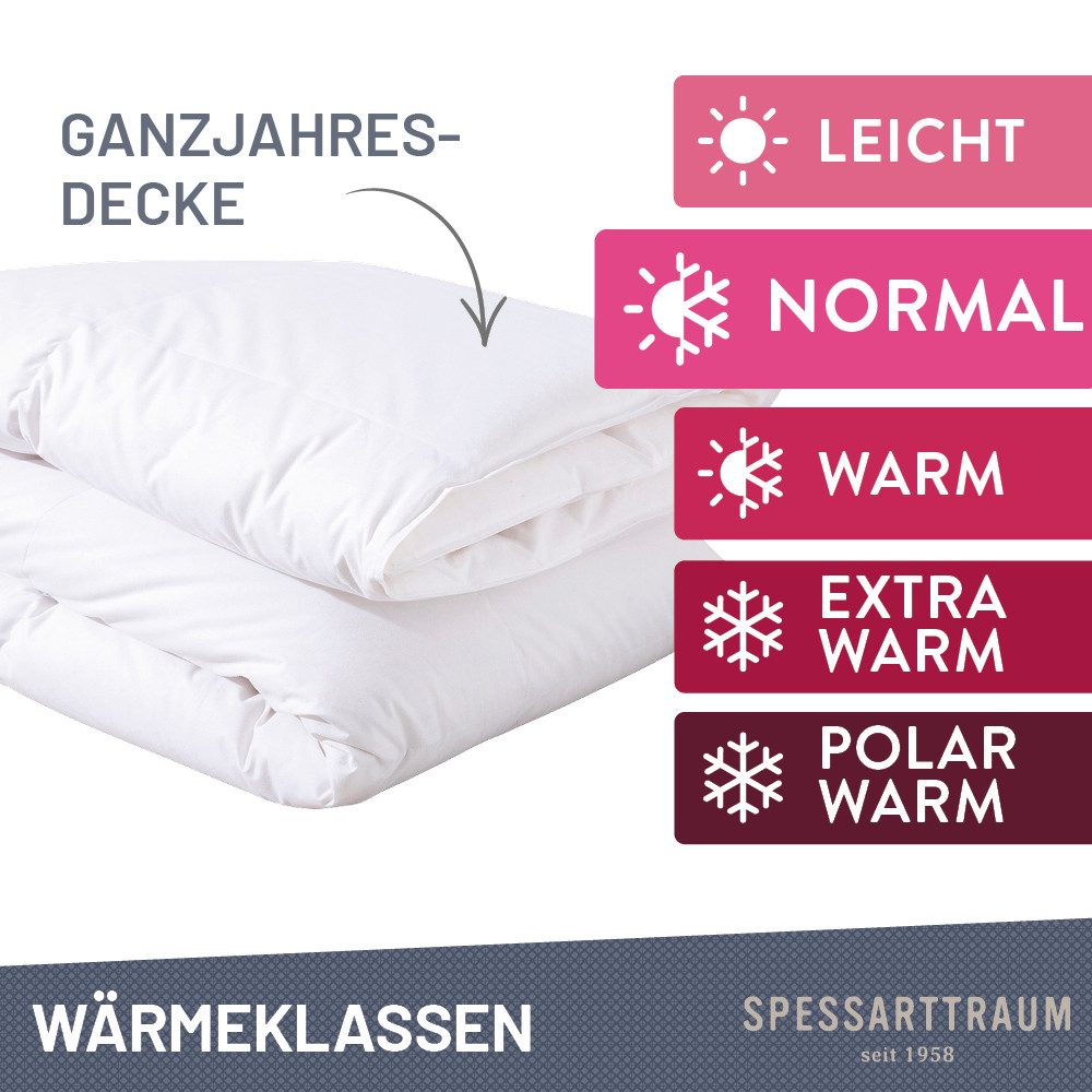 SPESSARTTRAUM Gänsedaunenbettdecke Premium****, hergestellt in Deutschland, Bettdecken für Sommer, Winter, Füllung: 100% Gänsedaunen, Klasse 1, Downpass zertifi – Bild 4 von 5