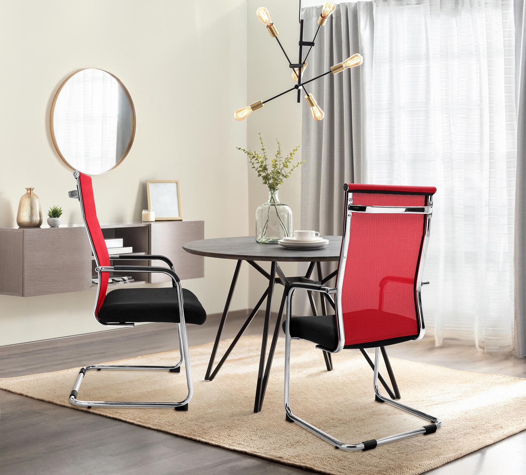 CLP Besucherstuhl Brenda, Freischwinger mit Stoff- und Netzbezug