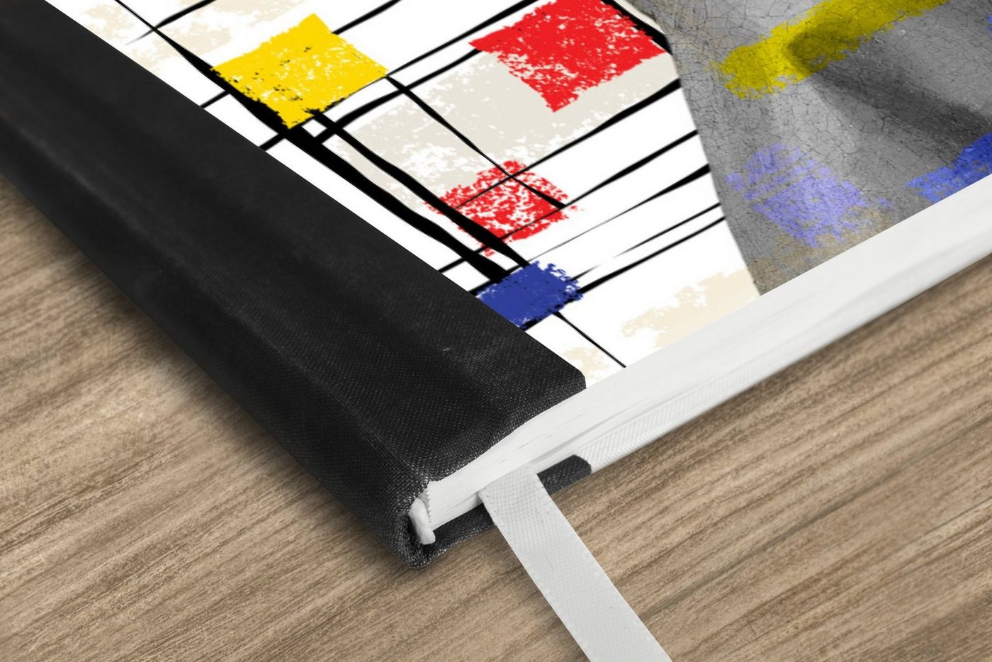 Thumbnail - MuchoWow Notizbuch Mondrian - Mädchen mit Perlenohrring - Collage, Notebook, Notizblock a5, Tagebuch, Journal Liniert