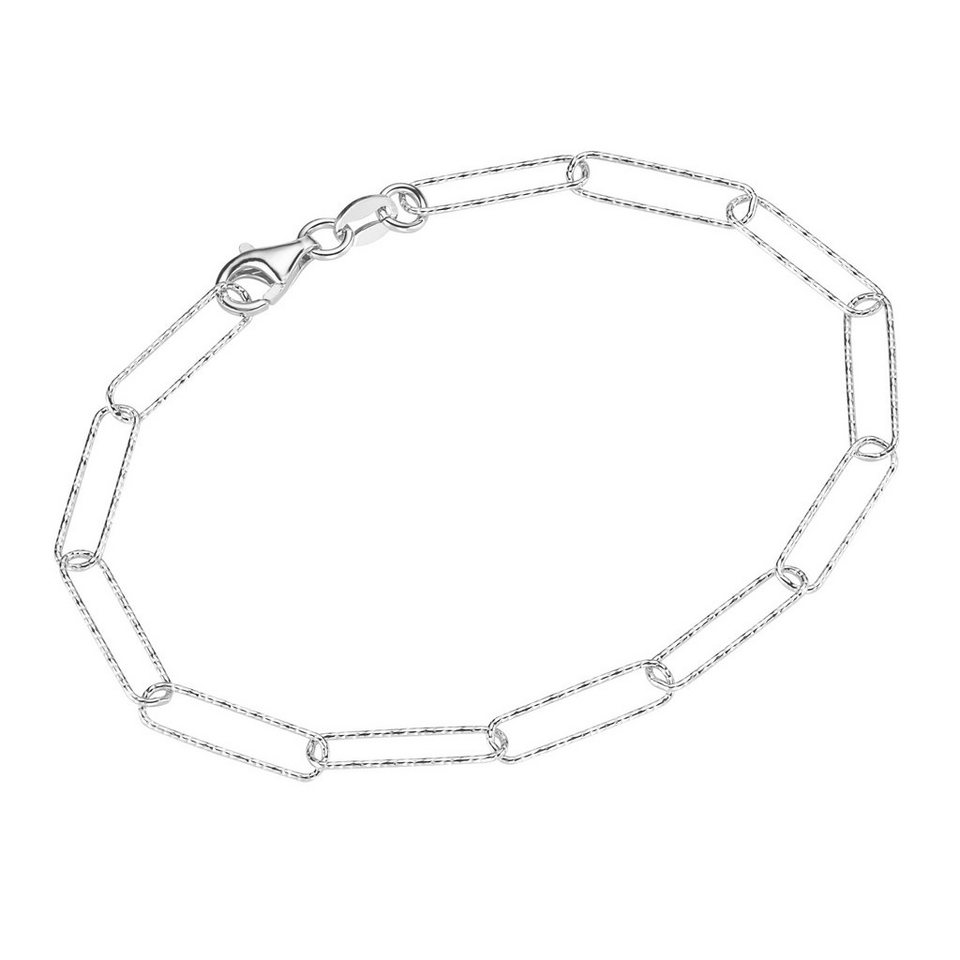 Smart Jewel Armband längliche ovale Glieder diamantiert, Silber 925