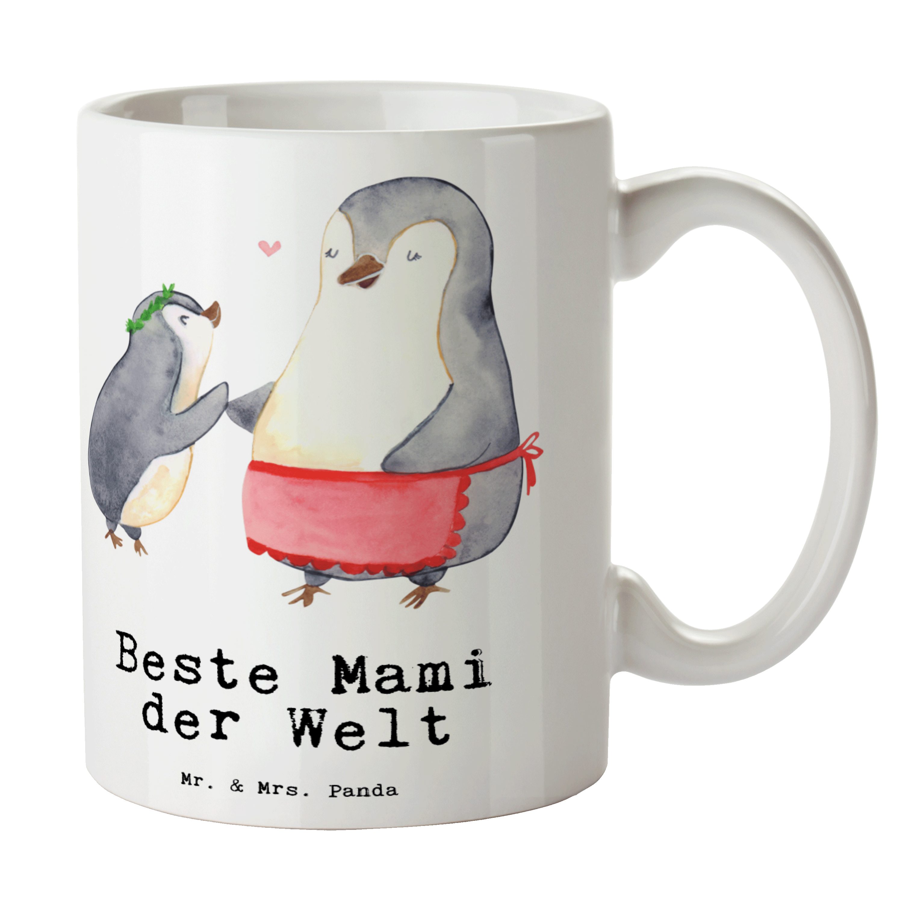 Mr. & Mrs. Panda Tasse Pinguin Beste Mami der Welt - Weiß - Geschenk, Mutter, Tee, Geschenki, Keramik