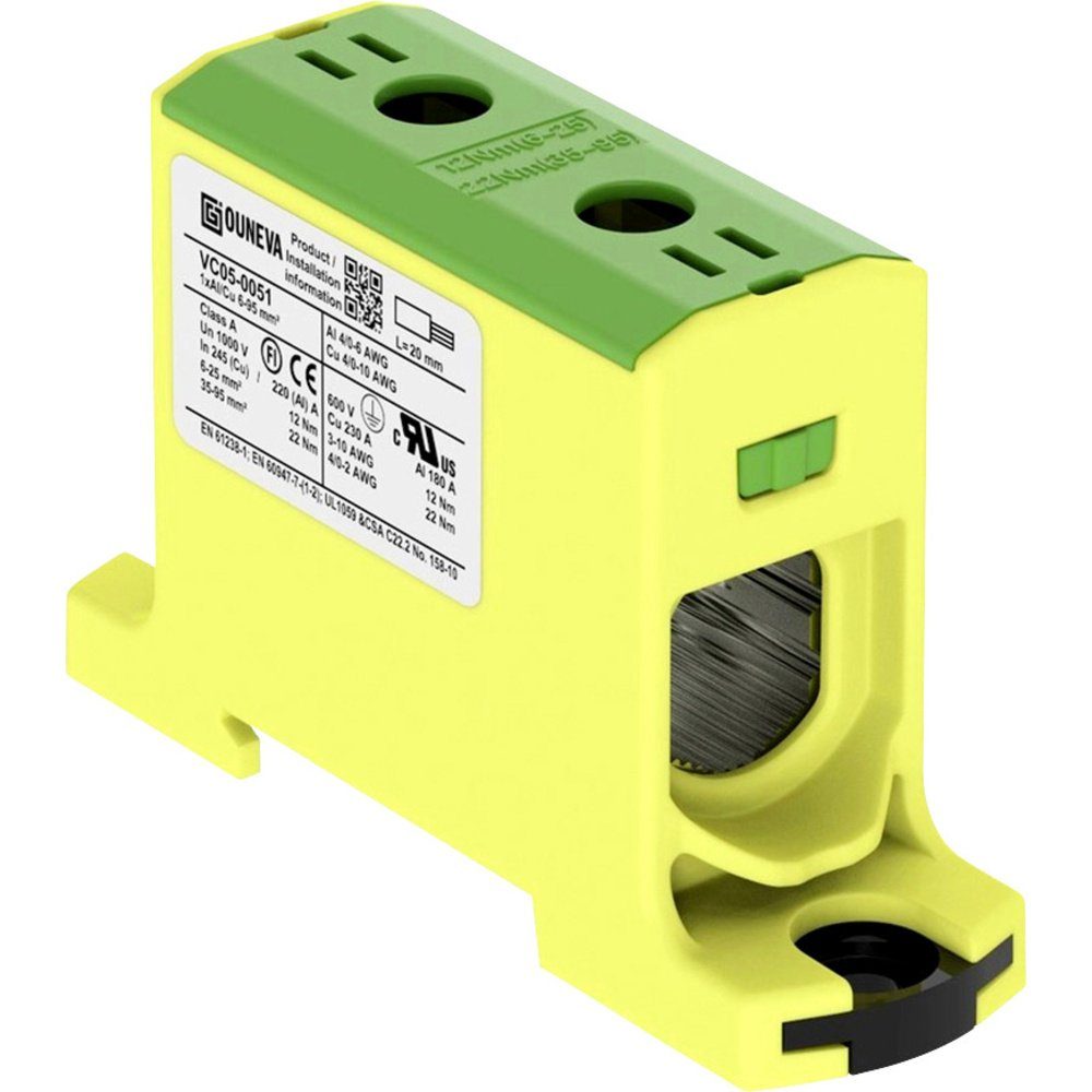 Ouneva Group Zusatzklemmen Ouneva Group VC05-0051 Verteilerblock Gelb-Grün 1 St., (VC05-0051)