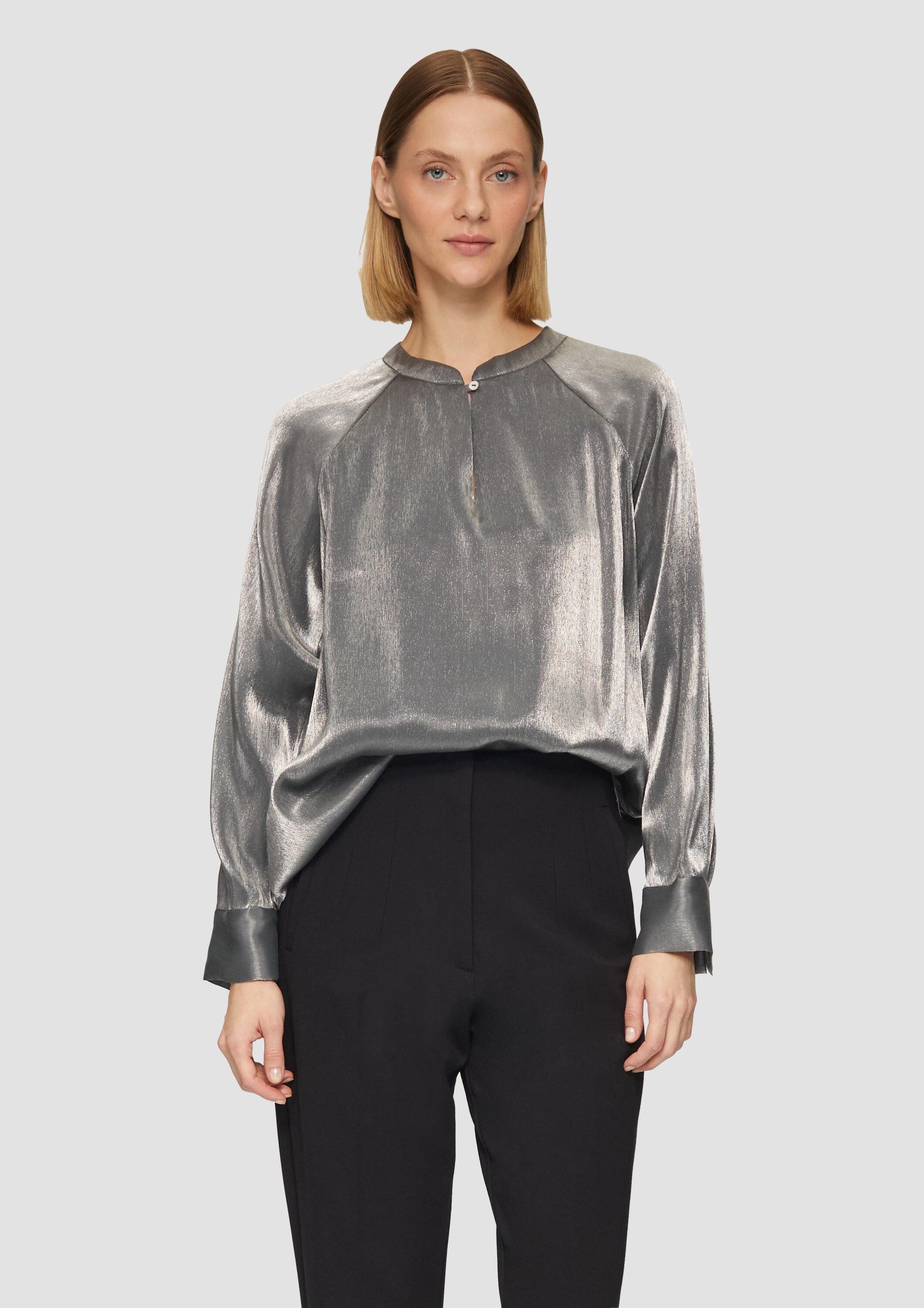 s.Oliver Langarmbluse Bluse Schimmernde Bluse aus Viskosemix mit Perlmuttkn günstig online kaufen
