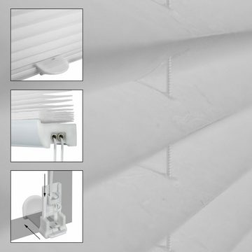 Plissee Klemmfix ohne Bohren für Fenster inkl. Befestigungsmaterial, ECD Germany, Klemmfix, 50x100 cm Weiß Sonen- und Sichtshutz Jalousie Rollo