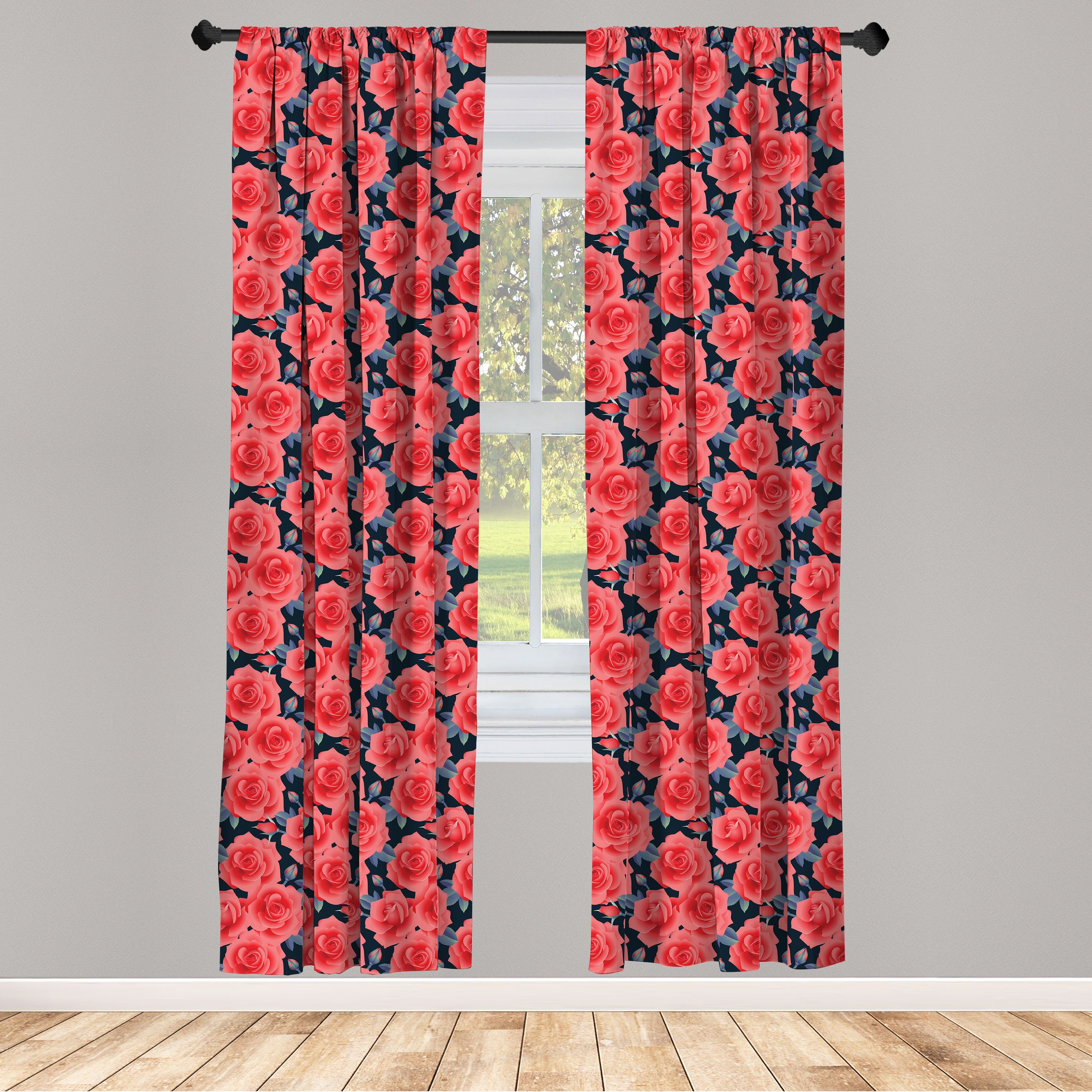 Ausgezeichnete Qualität Gardine Vorhang für Microfaser, Romantische Blüten-Knospen Dekor, Blumen Abakuhaus, Wohnzimmer Schlafzimmer