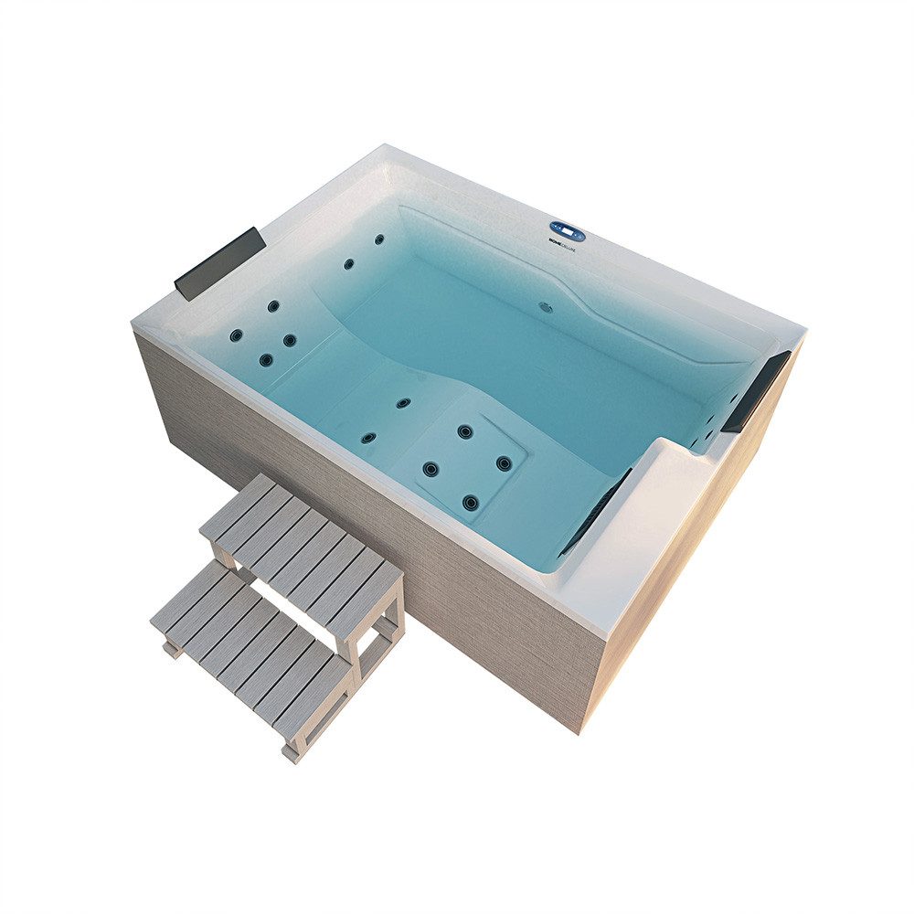 HOME DELUXE Whirlpool Outdoor Whirlpool NIMBUS DELUXE - 190 x 140 x 70 cm, (3-tlg), Inkl. Heizung, 18 Massagedüsen I Außen Whirlpool