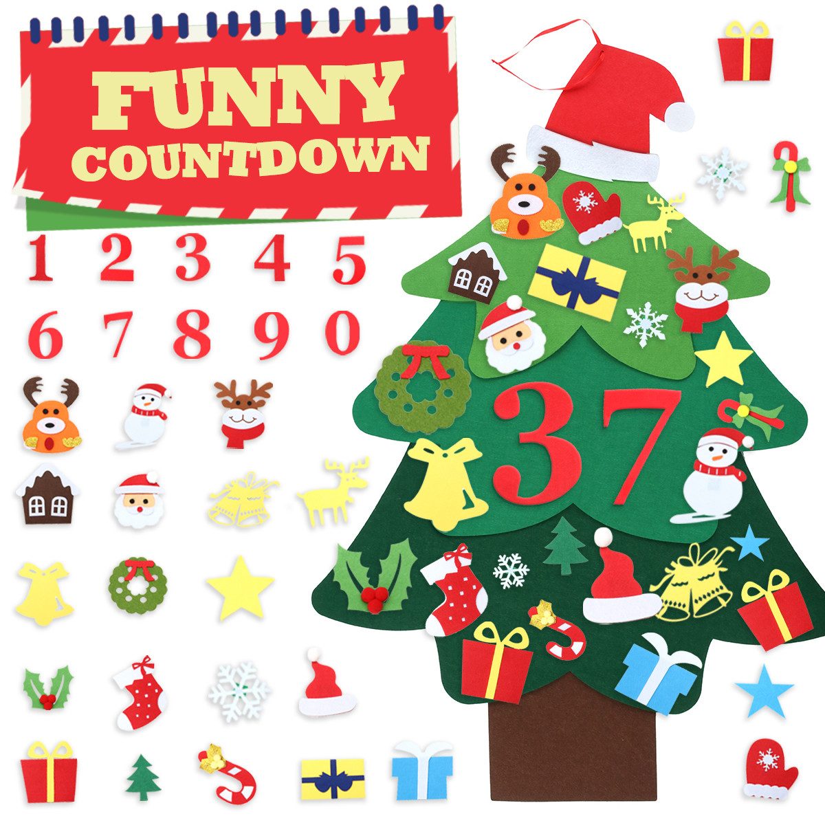 NASUM DIY-Adventskalender Weihnachtsbaumaufhänger zum Selbstbefüllen (Adventskalender-Set, 24-tlg), Lustiger Календари für die ganze Familie