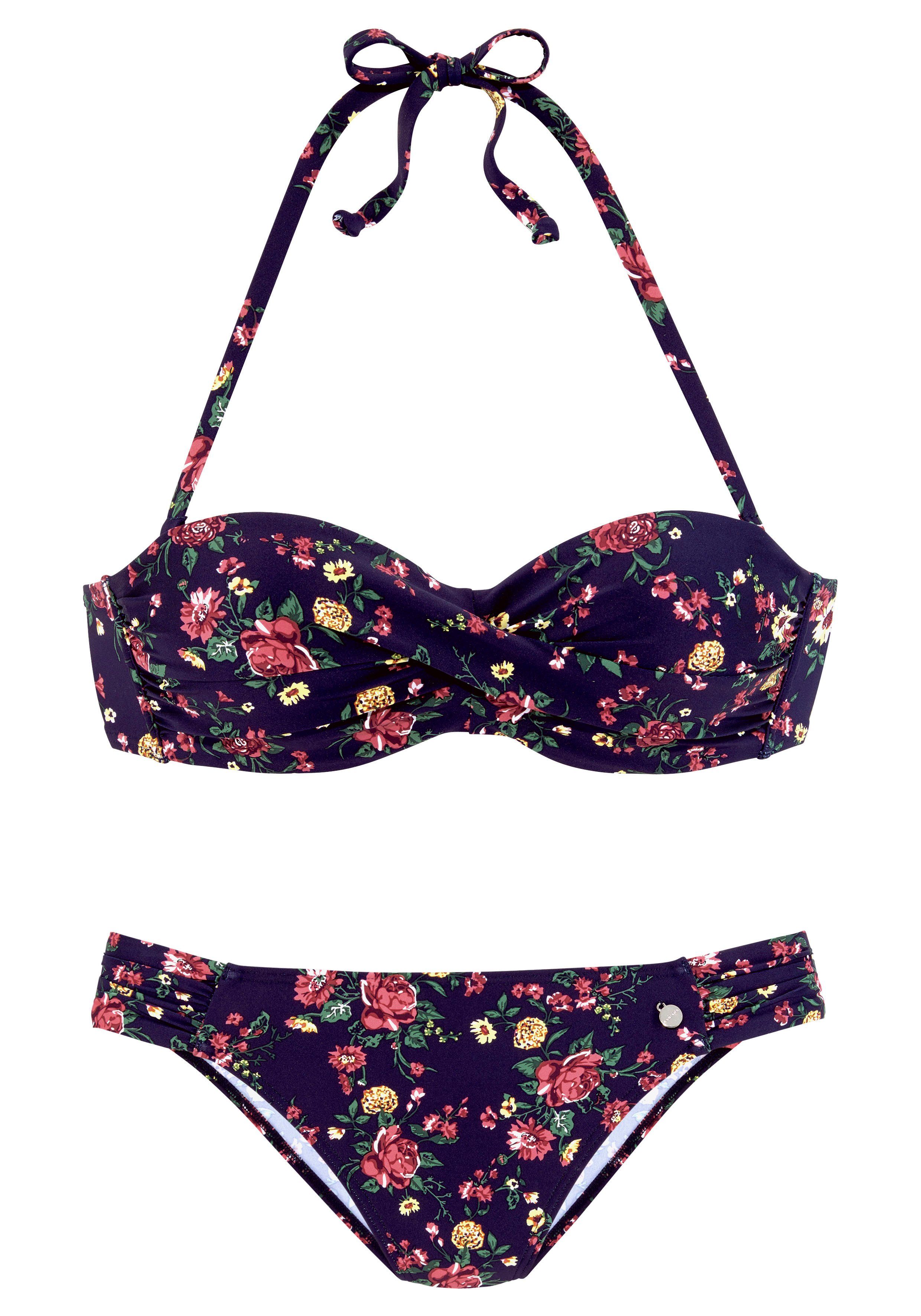 LASCANA Bügel-Bandeau-Bikini mit romantischem Blumendesign