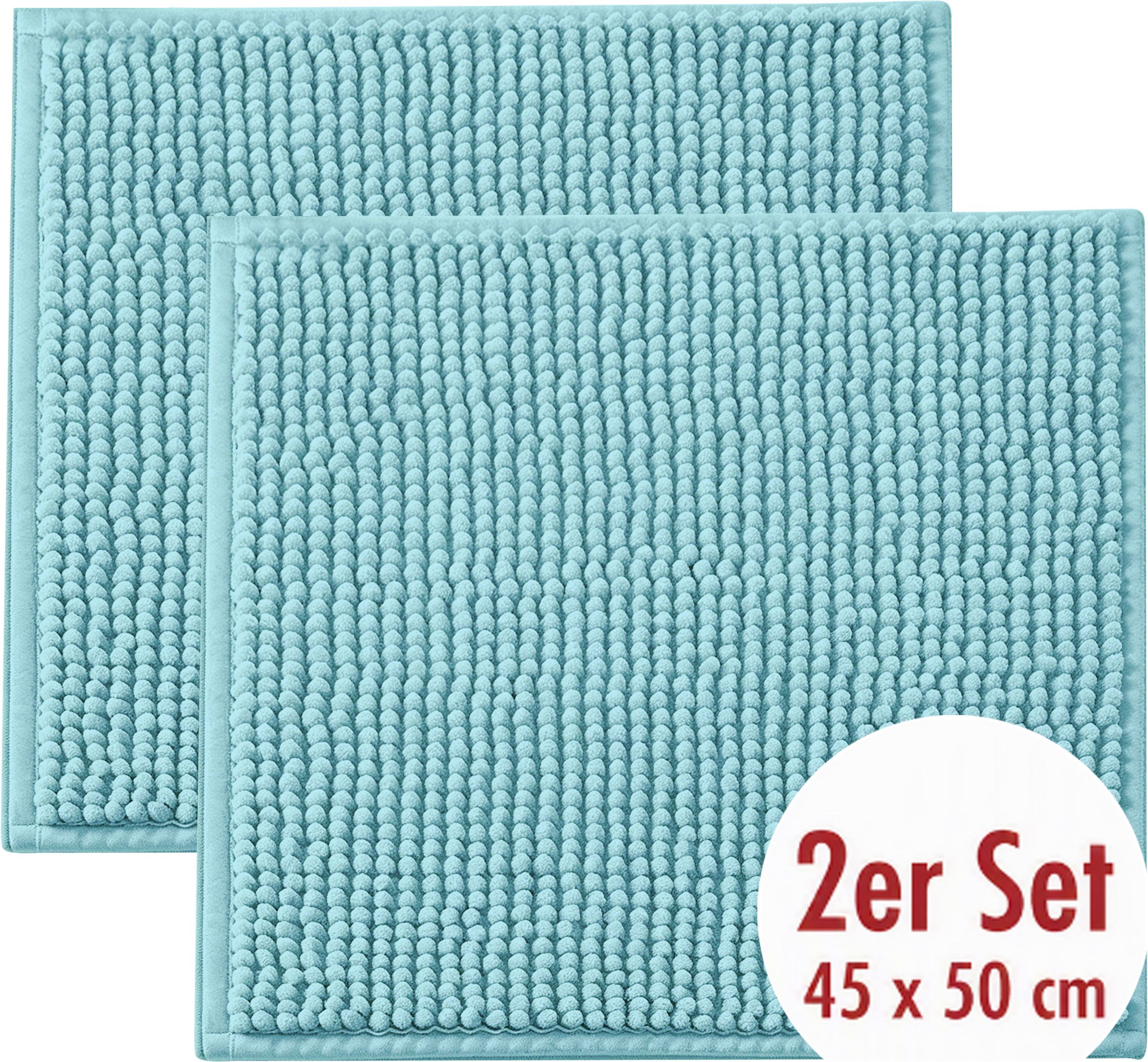 OTTO home Badematte Vanessa Chenille, Standard & Premium, 15cm oder 20cm, auch als 2er Set, rutschhemmend beschichtet, schnell trocknend, strapazierfähig, fußbodenheizungsgeeignet, Polyester, rechteckig, 2-tlg. 45 cm x 50 cm, Uni Farben, besonders weich,