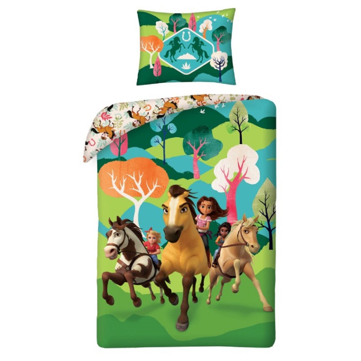 DREAMWORKS Spirit RIDING FREE Bettwäsche Set aus Baumwolle Deckenbezug 140 × 200 cm mit 70 × 90 cm Kissenbezug, Baumwolle, 2 teilig