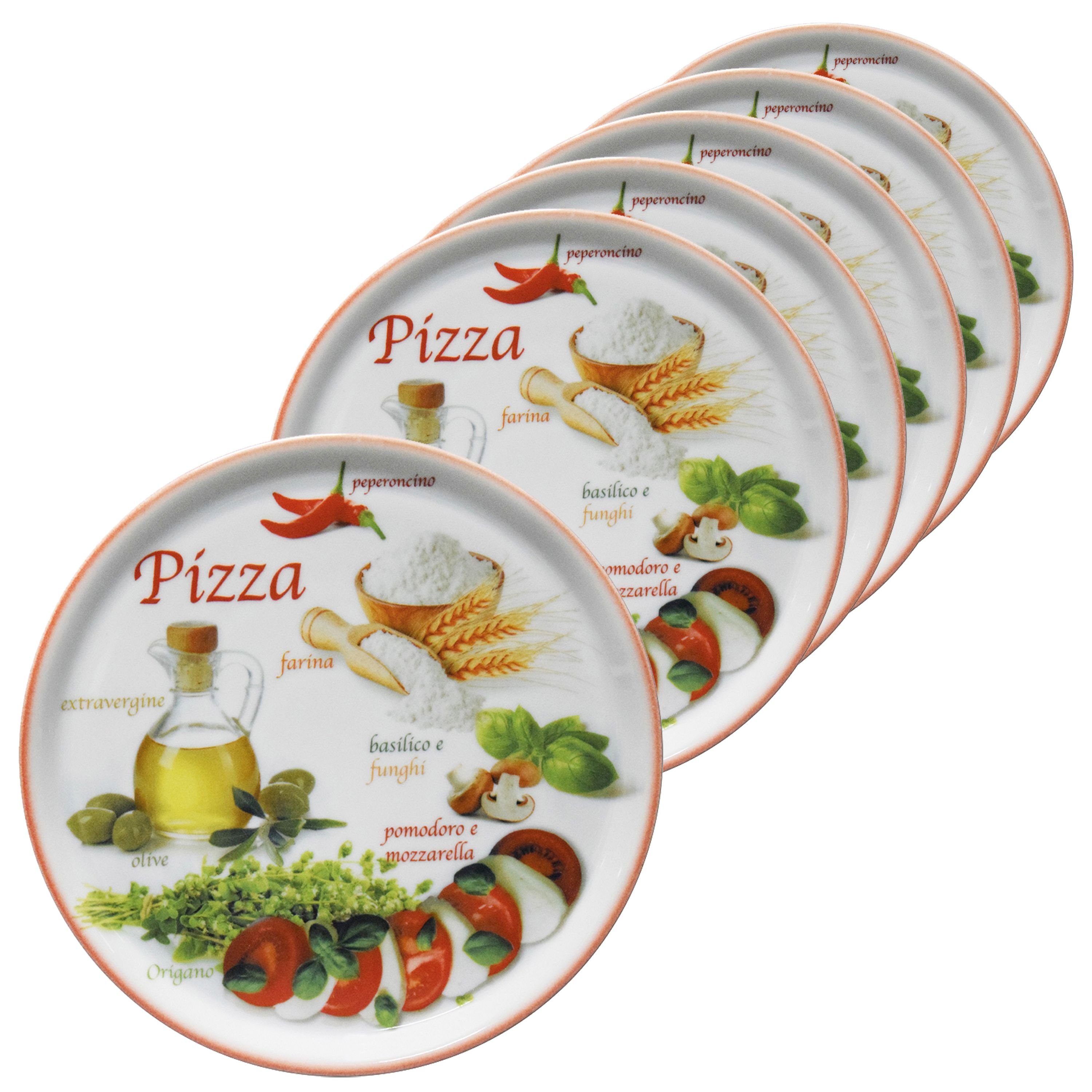 MamboCat Pizzateller 6er Set Pizzateller Napoli Pizzafoods rot 31cm - 04019#ZP2