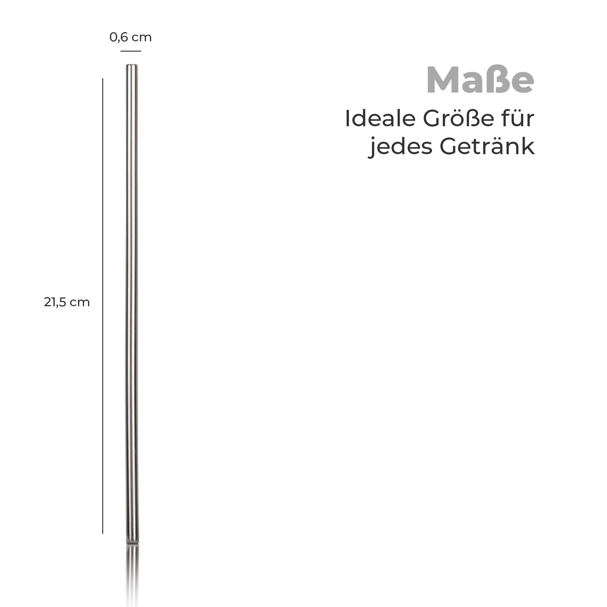 Bestlivings Trinkhalme 11608 Edelstahl Strohhalme, (Set, 4-tlg), (4 Stück + Reinigungsbürste) 21cm - nachhaltig und Umweltfreundlich