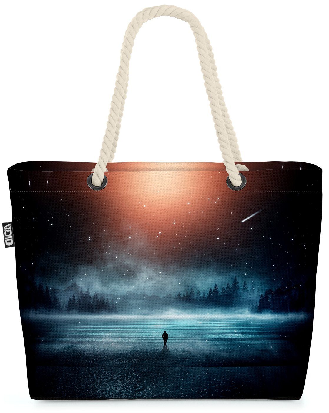 VOID Strandtasche (1-tlg), Dunkler Winterwald Wald Bag naht Dark Schnee Nebel Besucher Alien Beach Winter