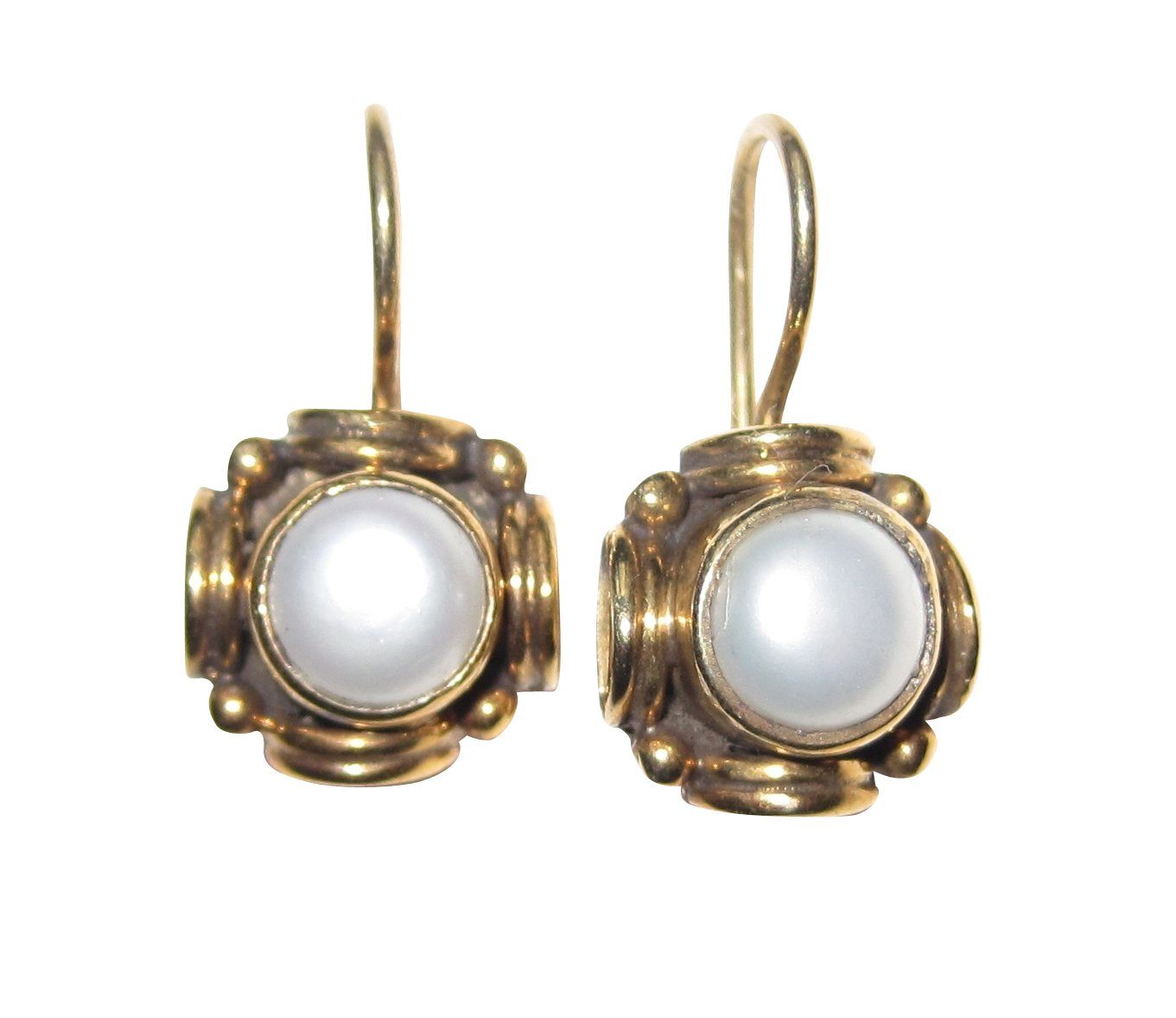 Mugello Paar Ohrhänger Mimma Süßwasserperle klassisch zeitlos Antik-Stil nostalgisch, Handarbeit aus kleiner florentinischen Manufaktur, Vintageschmuck
