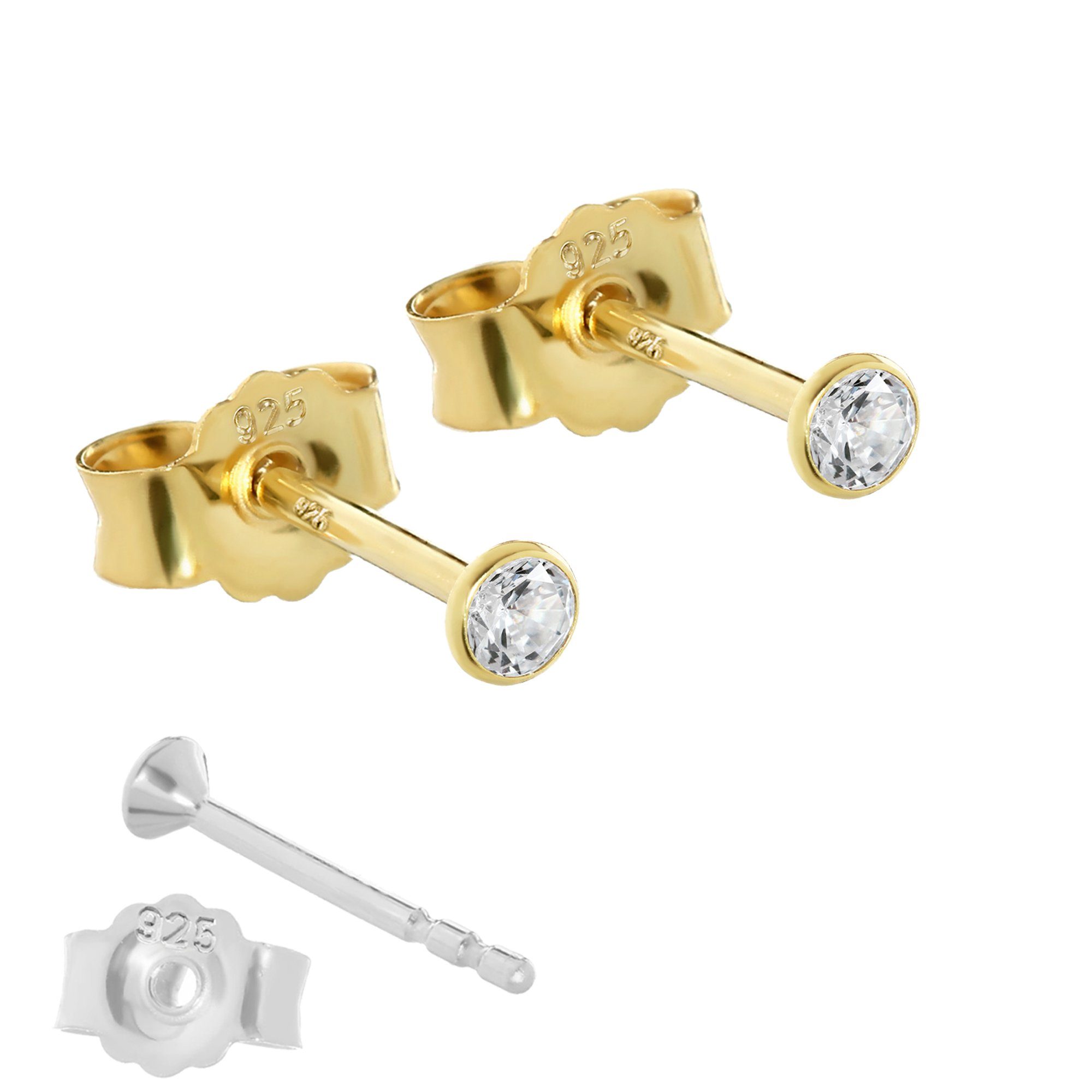NKlaus Paar Ohrstecker 1 Paar 2,3mm Ohrstecker 925 Sterling Silber Gelbgo ( günstig online kaufen