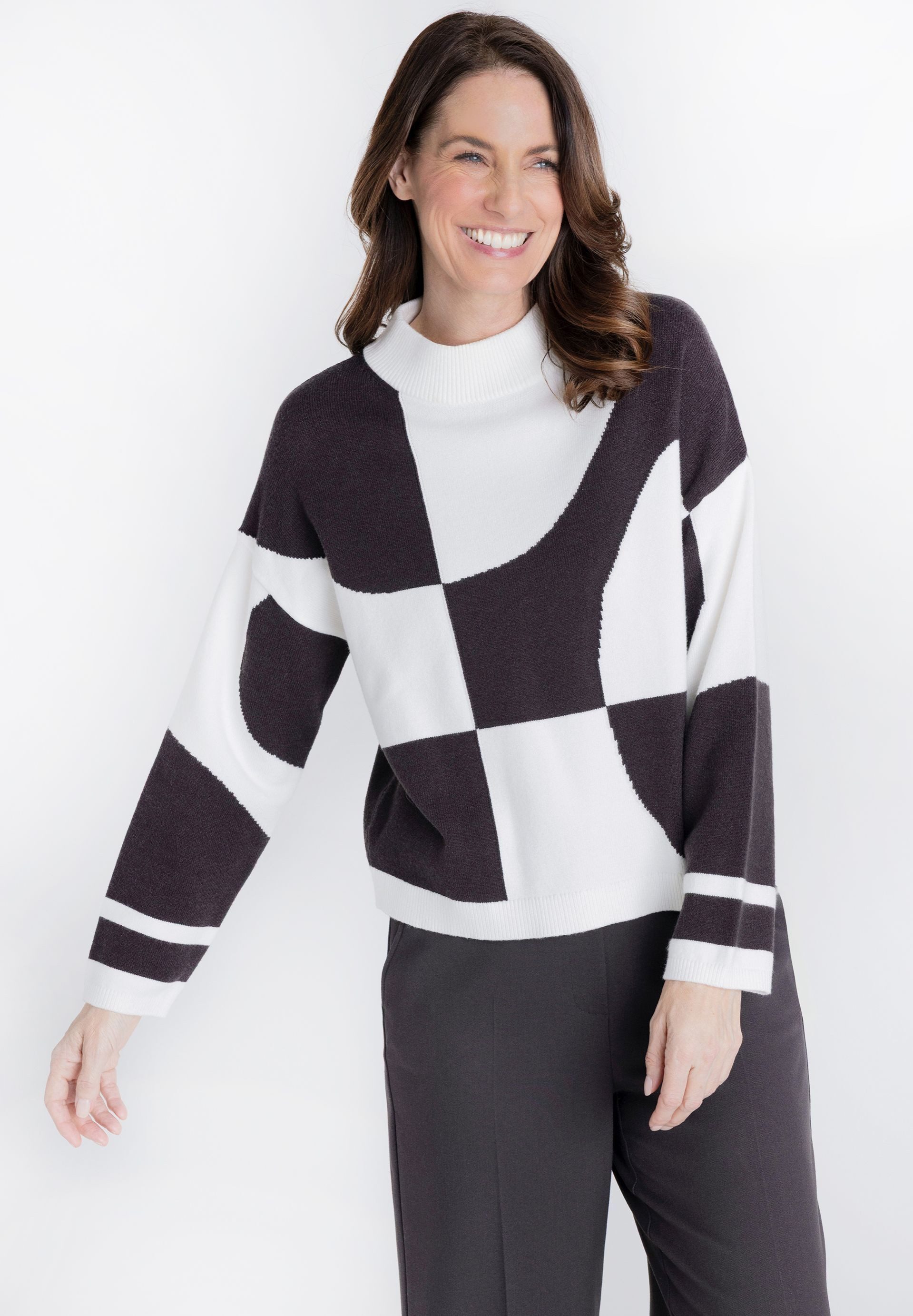 FRANK WALDER Strickpullover mit Rippbündchen