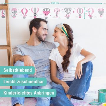 lovely label Bordüre Heißluftballons rosa/grau - Wanddeko Kinderzimmer, selbstklebend