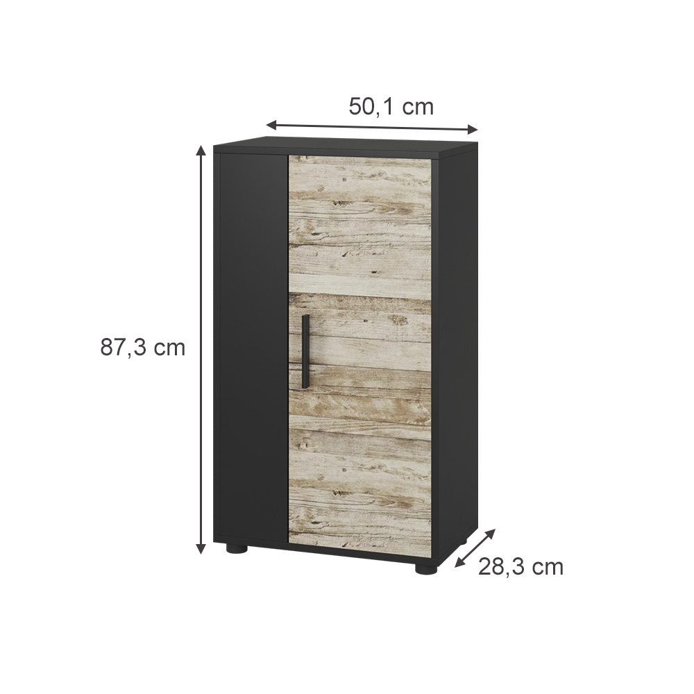 Vicco Highboard Berno, Schwarz/Sandeiche, 50.1 x günstig online kaufen