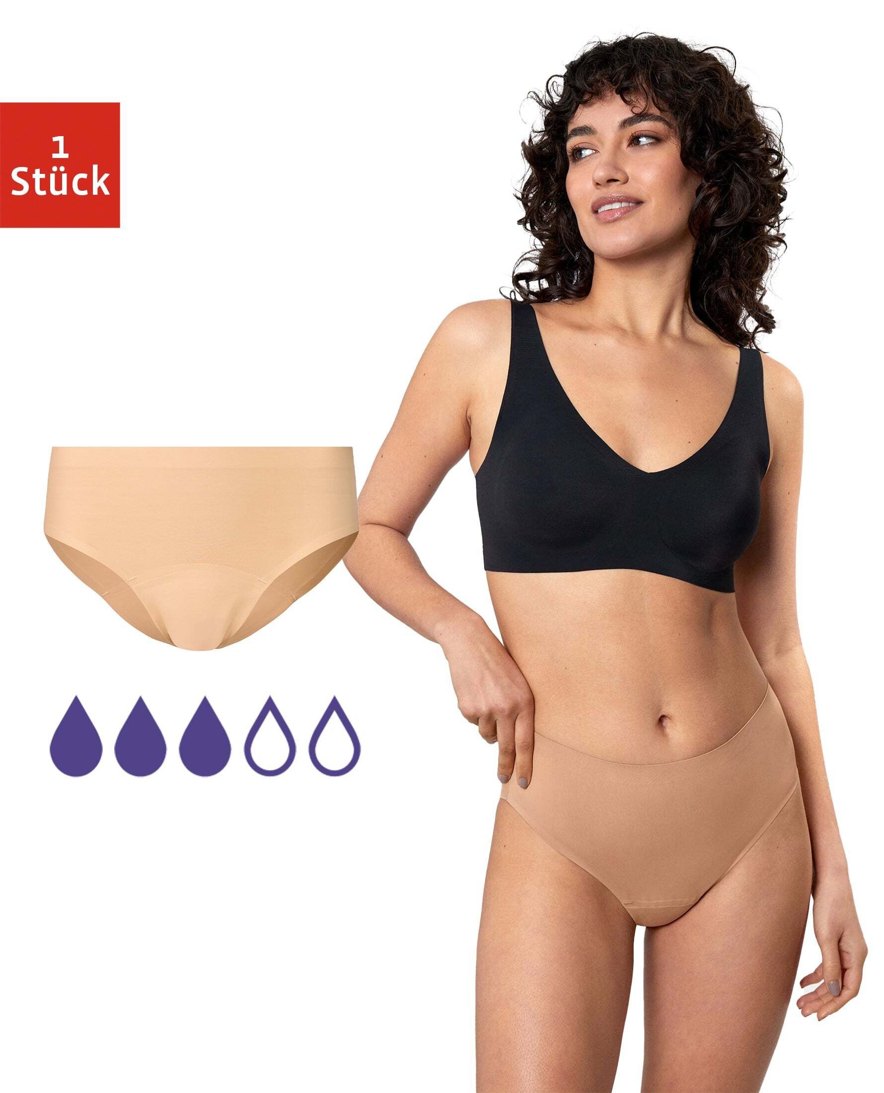 SNOCKS Periodenslip femtis by SNOCKS Period Panty - NOLA Seamless Slip (1-St) mit mittlerer Saugkraft