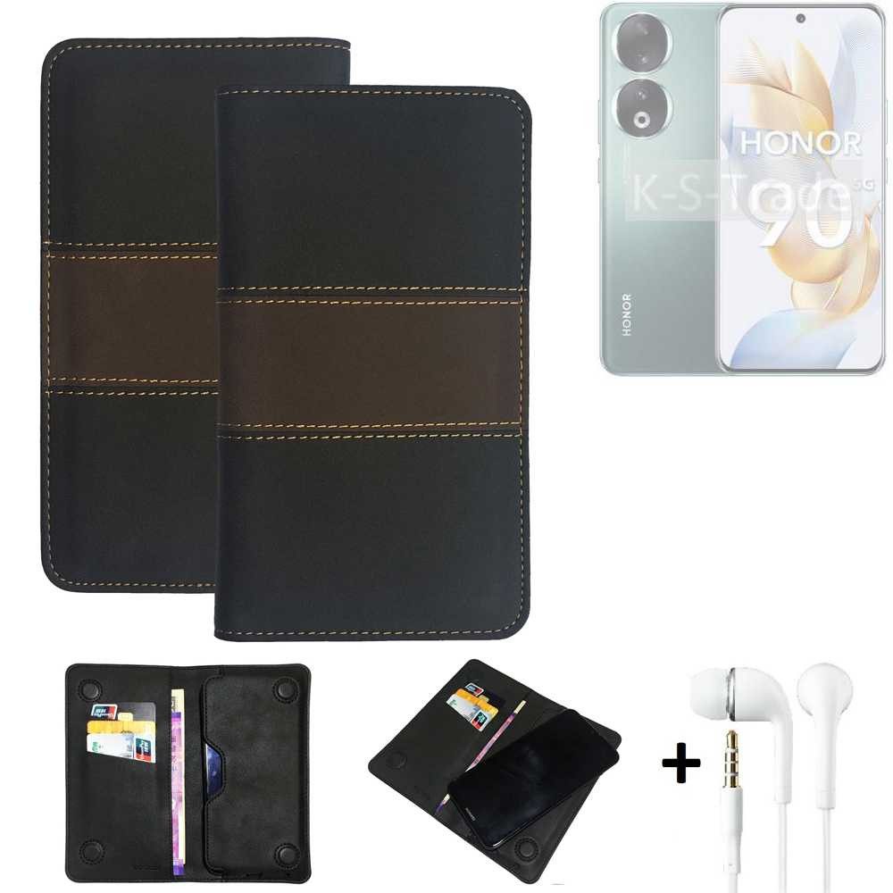 K-S-Trade Handyhülle für Honor 90, Handyhülle + Kopfhörer Schutzhülle Walletcase Bookstyle Tasche