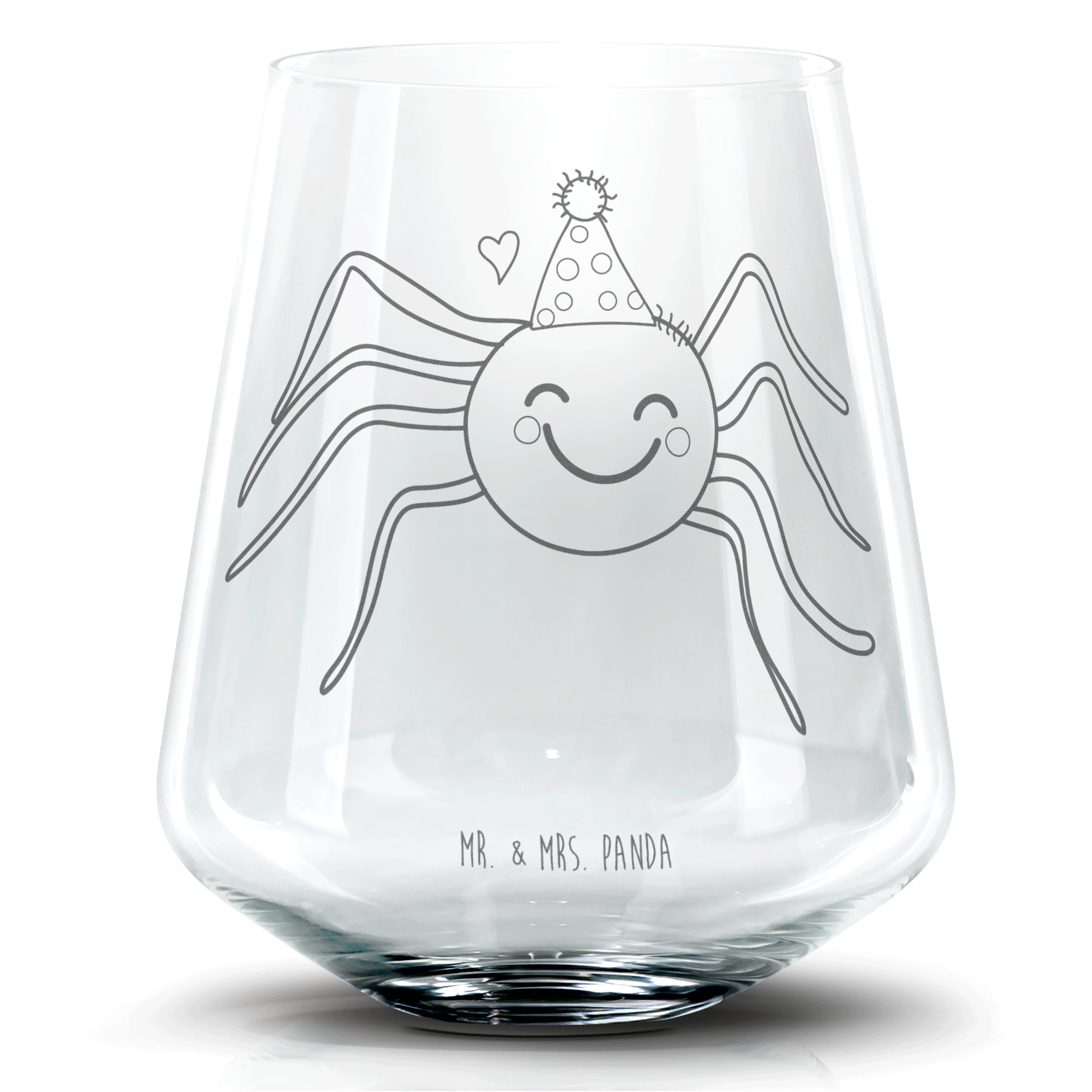 Mr. & Mrs. Panda Cocktailglas Spinne Agathe Party - Transparent - Geschenk, Cocktail Glas mit Wunsc, Premium Glas, Personalisierbar
