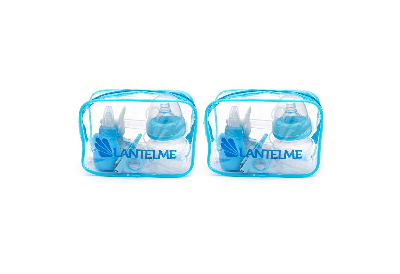 Lantelme Babypflege-Set 2 Stück je 8-teilig Baby Erstausstattung Babypflege für Neugeborene, 16 tlg., Pflegeartikel fürs Baby, Geschenkset zur Geburt für Zuhause auf Reise