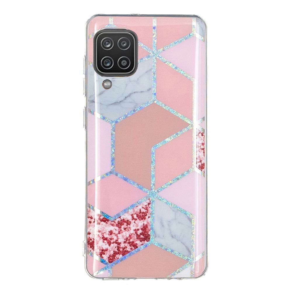 Wigento Handyhülle Für Samsung Galaxy A12 Silikon Case TPU Motiv Rhombus  Schutz Muster Tasche Hülle Cover Etuis Zubehör Pink