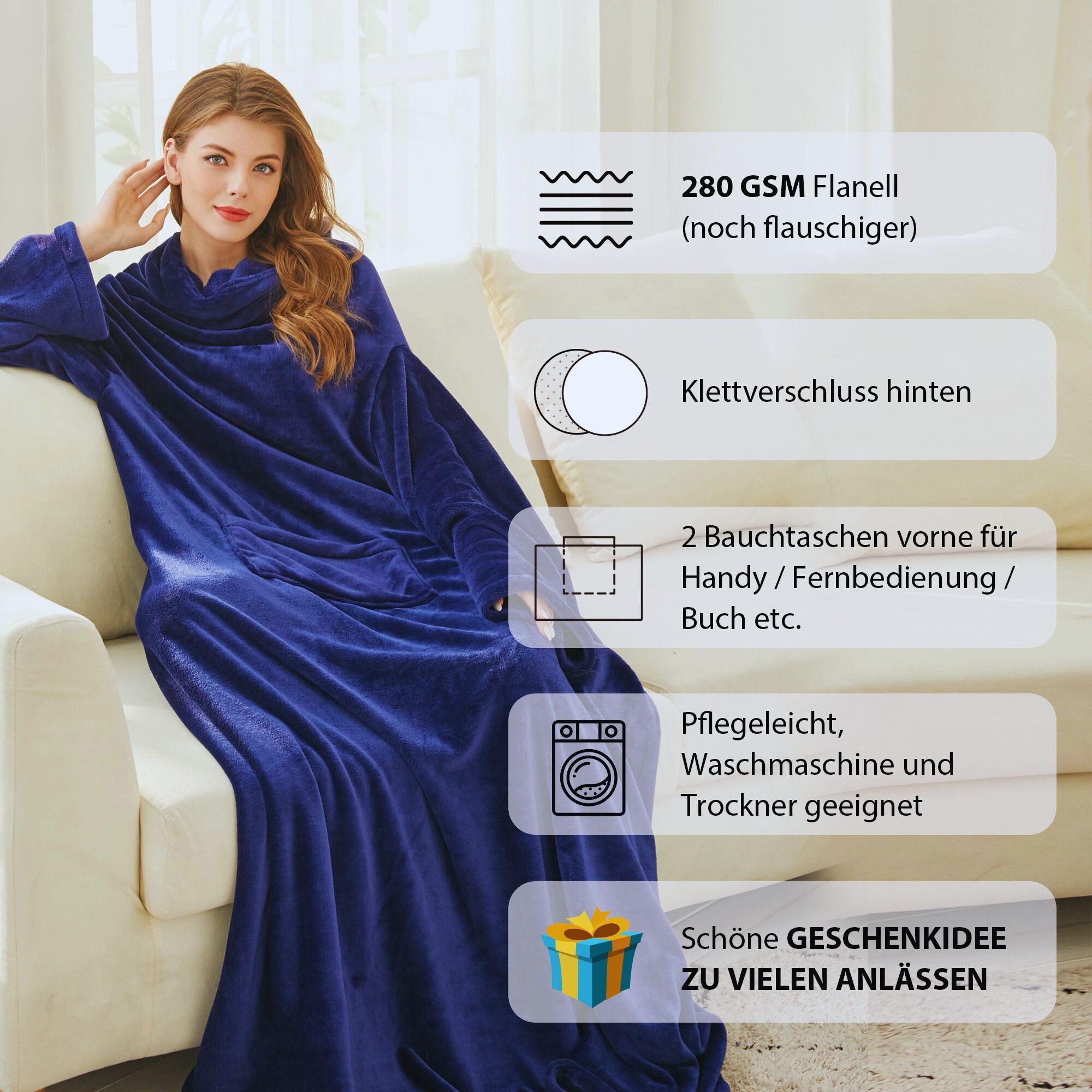 Wohndecke Kuscheldecke mit Ärmeln, Geschenk für Frauen zum Geburtstag, Luca günstig online kaufen