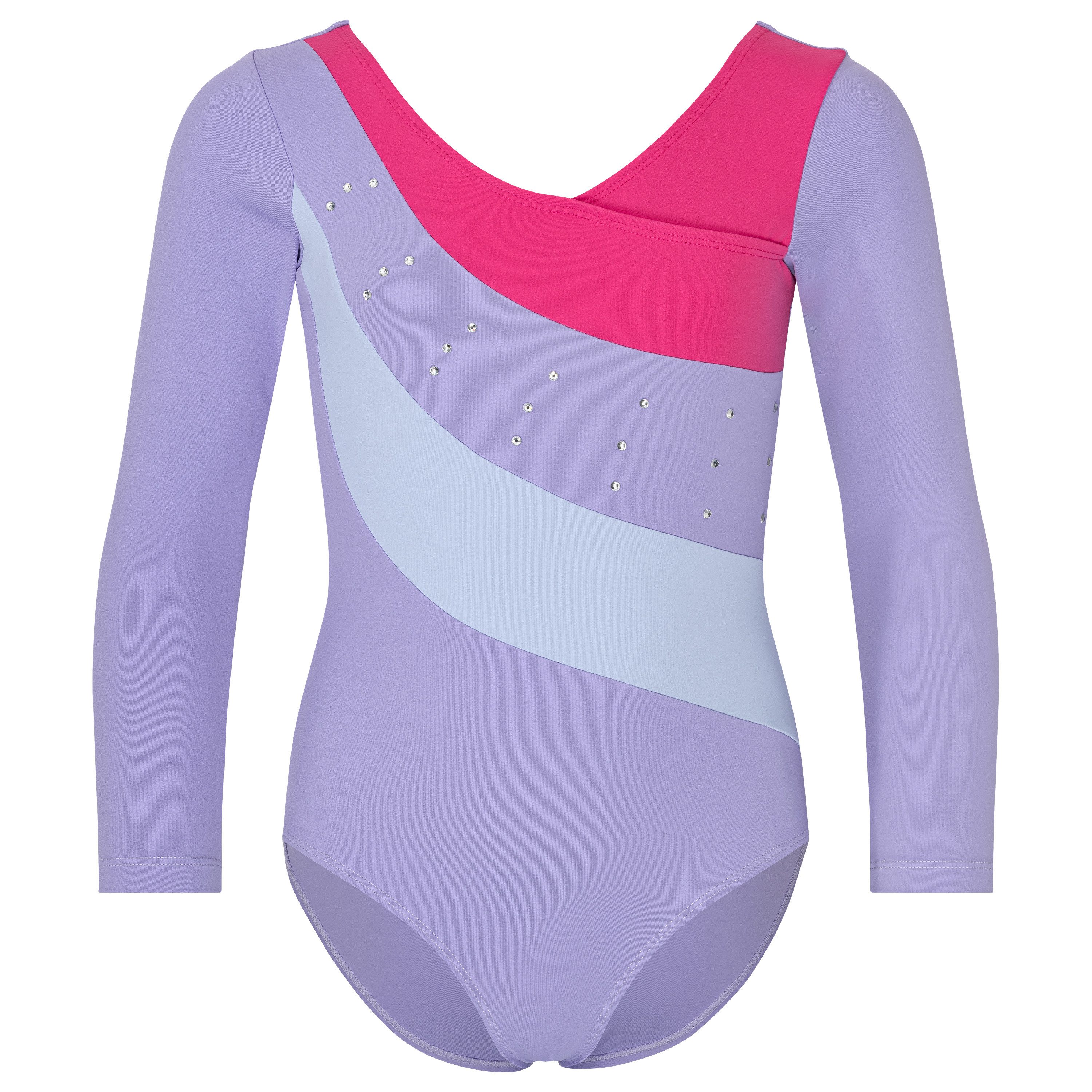 tanzmuster Turnanzug Kiki Mädchen ärmellos, Gymnastikanzug mit Glitzersteinen für Kinder