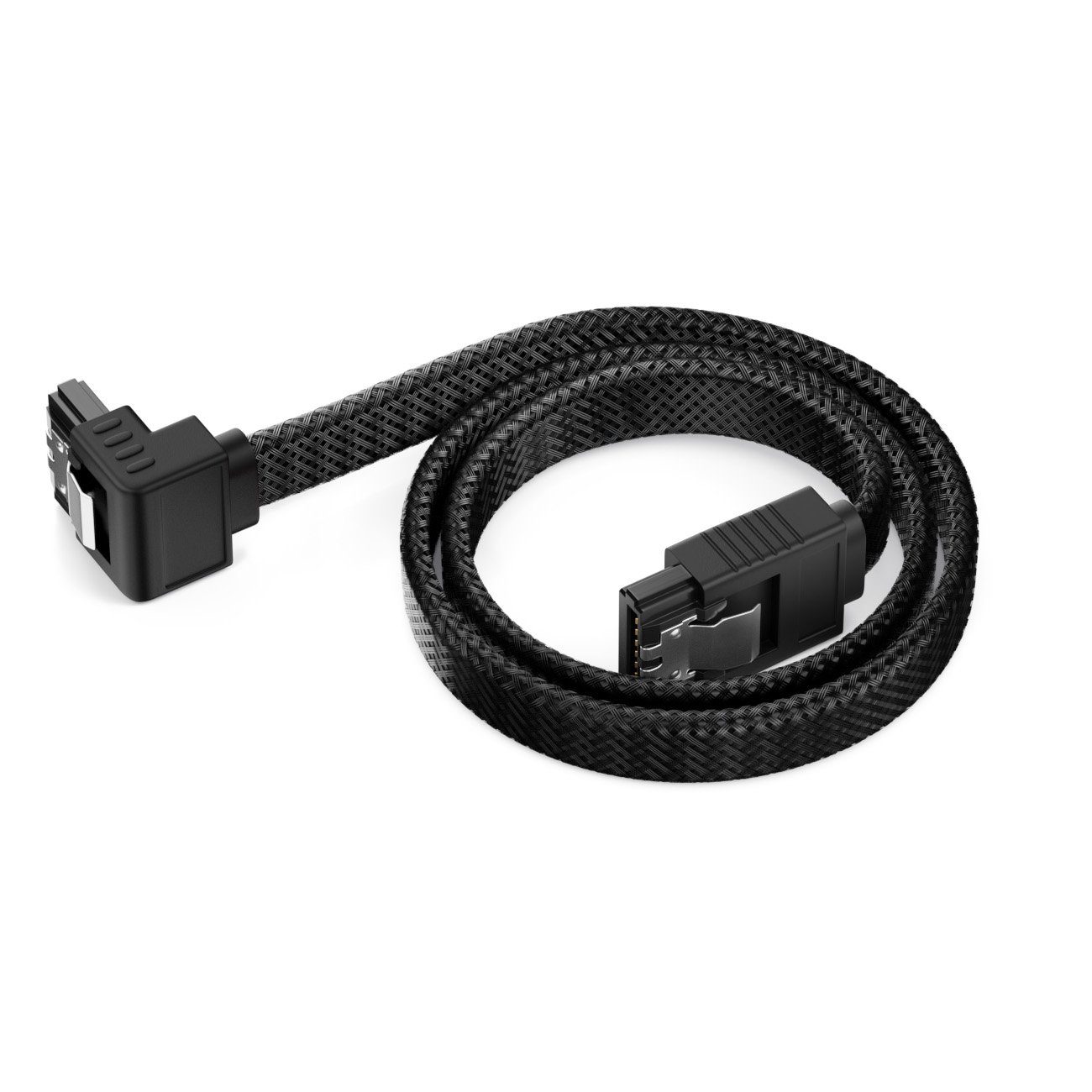 deleyCON deleyCON 60cm SATA 3 Kabel Nylon 6Gbit/s HDD SSD 1 L-Stecker 90° Computer-Kabel