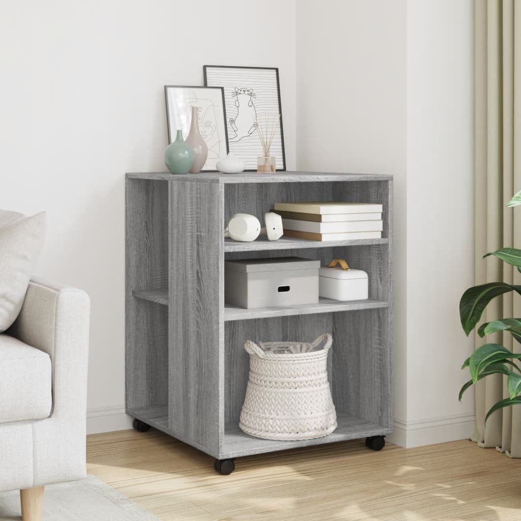 vidaXL Aktenschrank Beistelltisch mit Rollen Grau Sonoma 55x60x78 cm Holzwerkstoff (1-St)