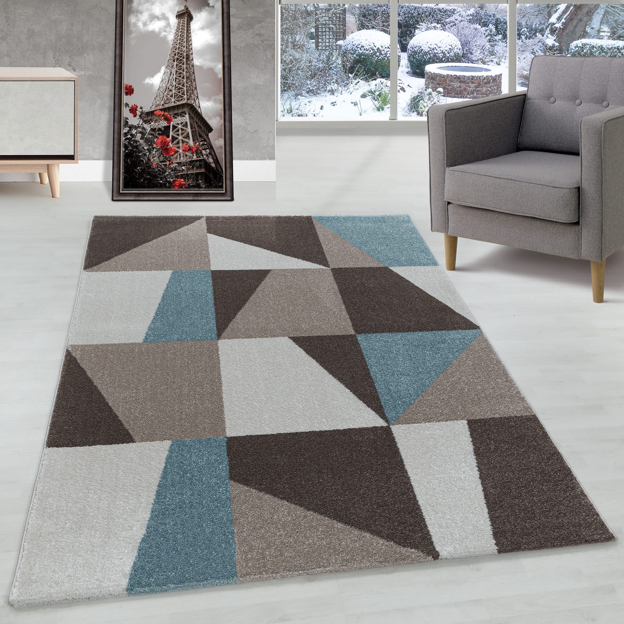 Carpettex Frisé-Teppich Ombre Design, Läufer, Höhe: 10 mm, Kurzflor Teppich günstig online kaufen