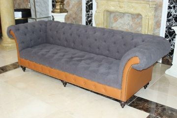 JVmoebel Chesterfield-Sofa Chesterfield Couch Polster Sofas Klassische Textil 4 Sitzer Sofort