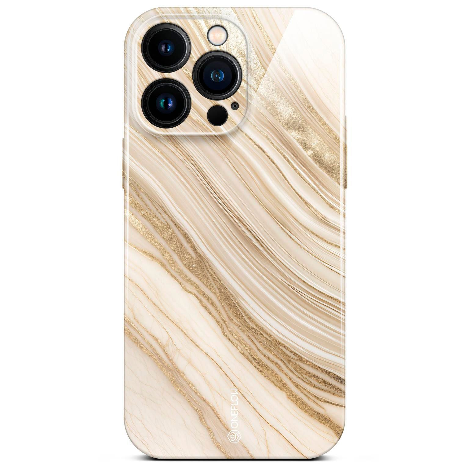 ONEFLOW Handyhülle für iPhone 15 Pro Max Hülle Marmor Bliss Cover Gold Beige 6,7 Zoll, Handy Schutz Backcover Handytasche Case Schutzhülle mit Kameraschutz