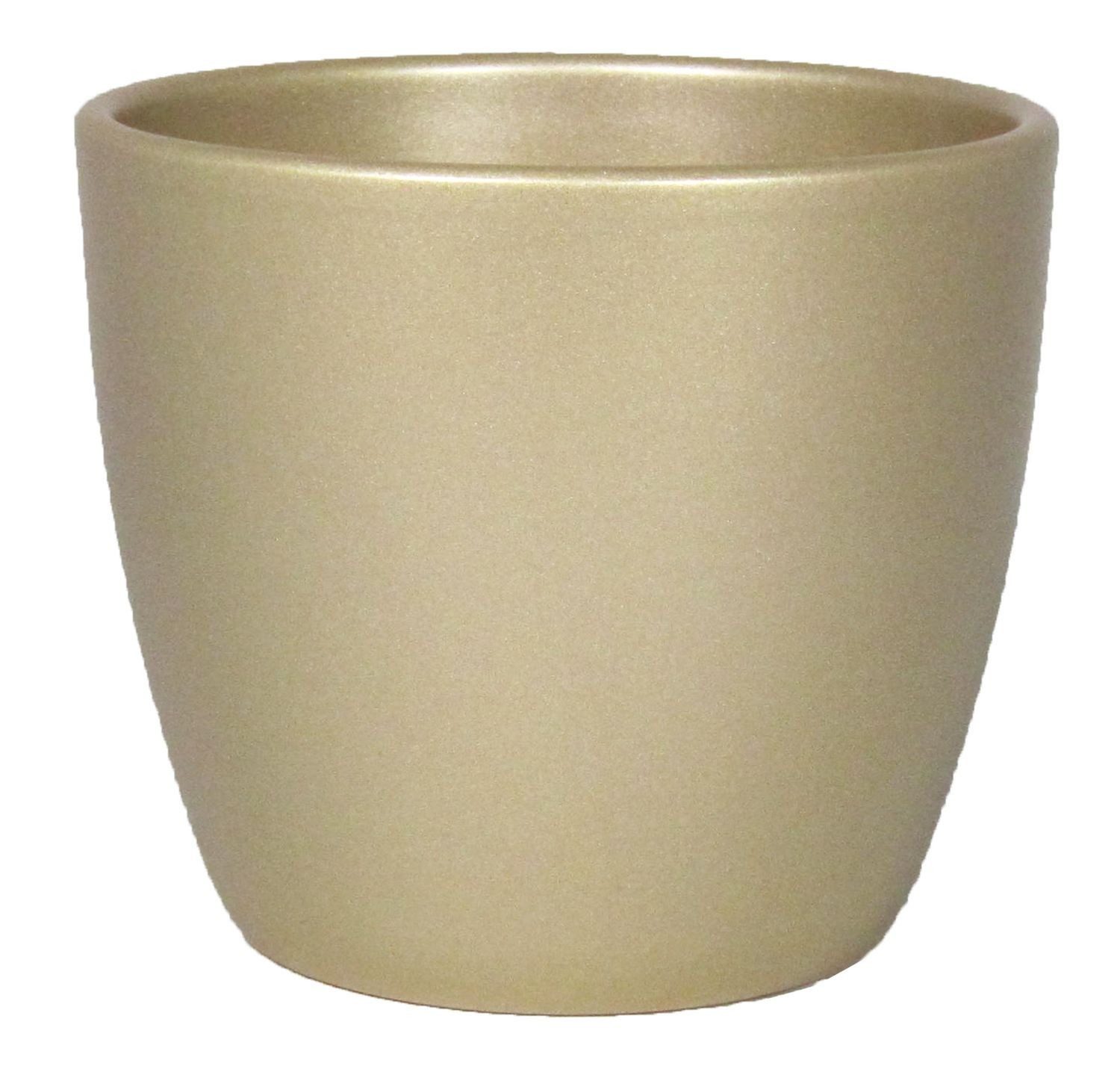 INNA-Glas Blumentopf Pflanztopf, Keramik, Gold-matt, 13,5 cm, Ø 15,5 cm