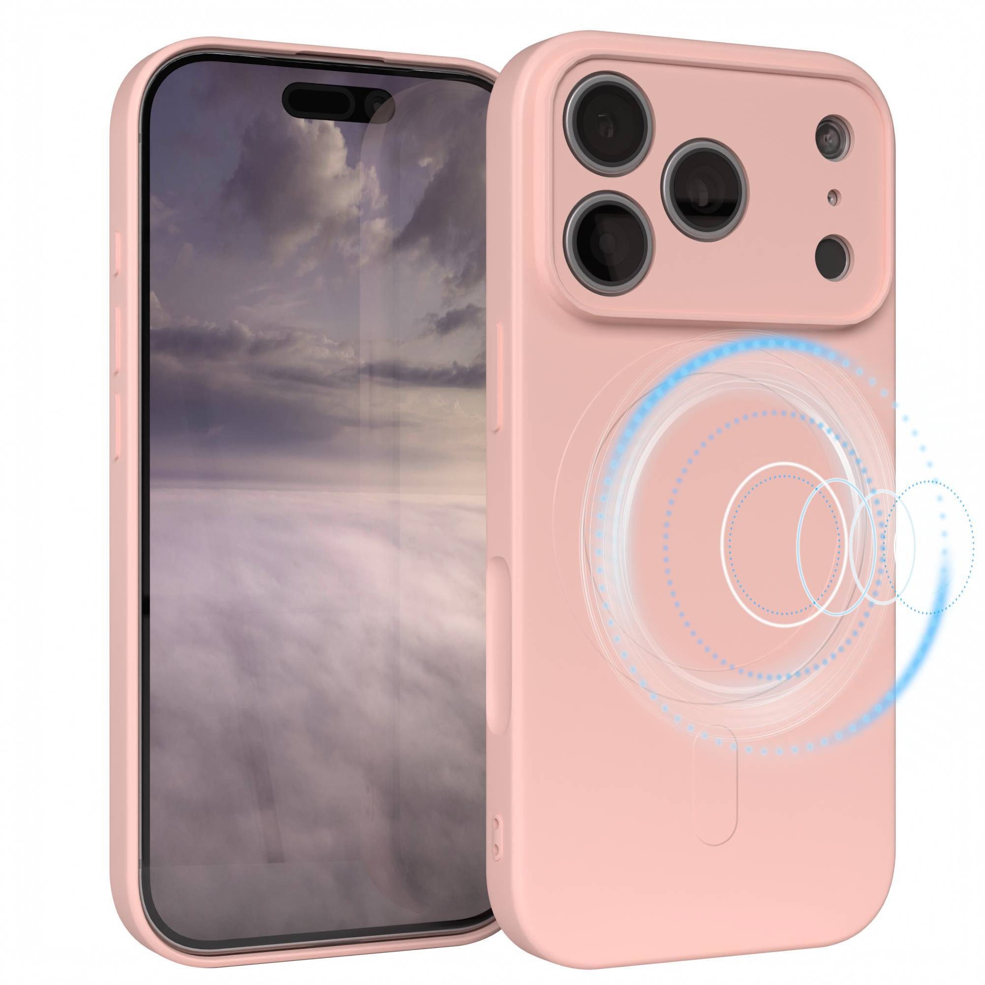 EAZY CASE Handyhülle MagSafe für Apple iPhone 18 Pro 6,3 Zoll, MagSafe Schutzhülle Silikoncover mit Kameraschutz Rosa / Altrosa