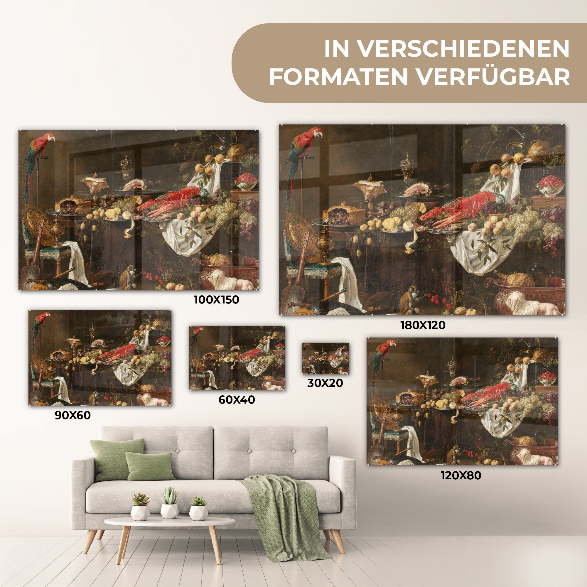Druck Acrylglasbild (1 Acrylglasbilder Utrecht MuchoWow bunt - St), Stilleben - & im Ölfarbe, Wohnzimmer Adriaen Schlafzimmer van